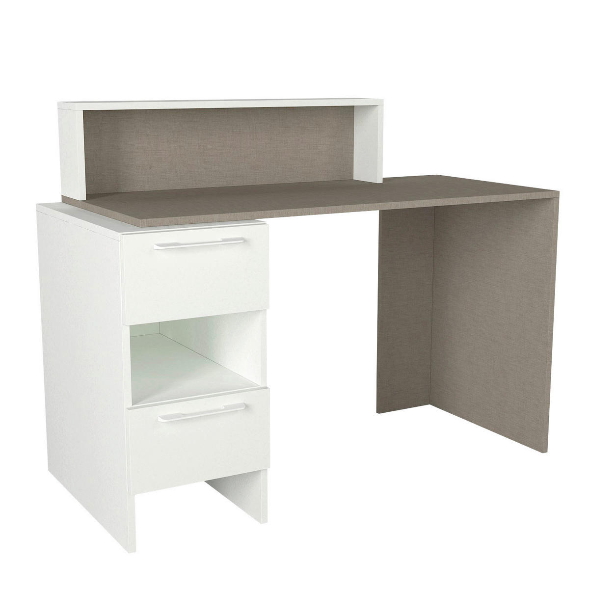Schreibtisch Mikasa weiß grau B/H/T: ca. 127x90x60 cm Mikasa - weiß/grau (127,00/90,00/60,00cm) - moebel17