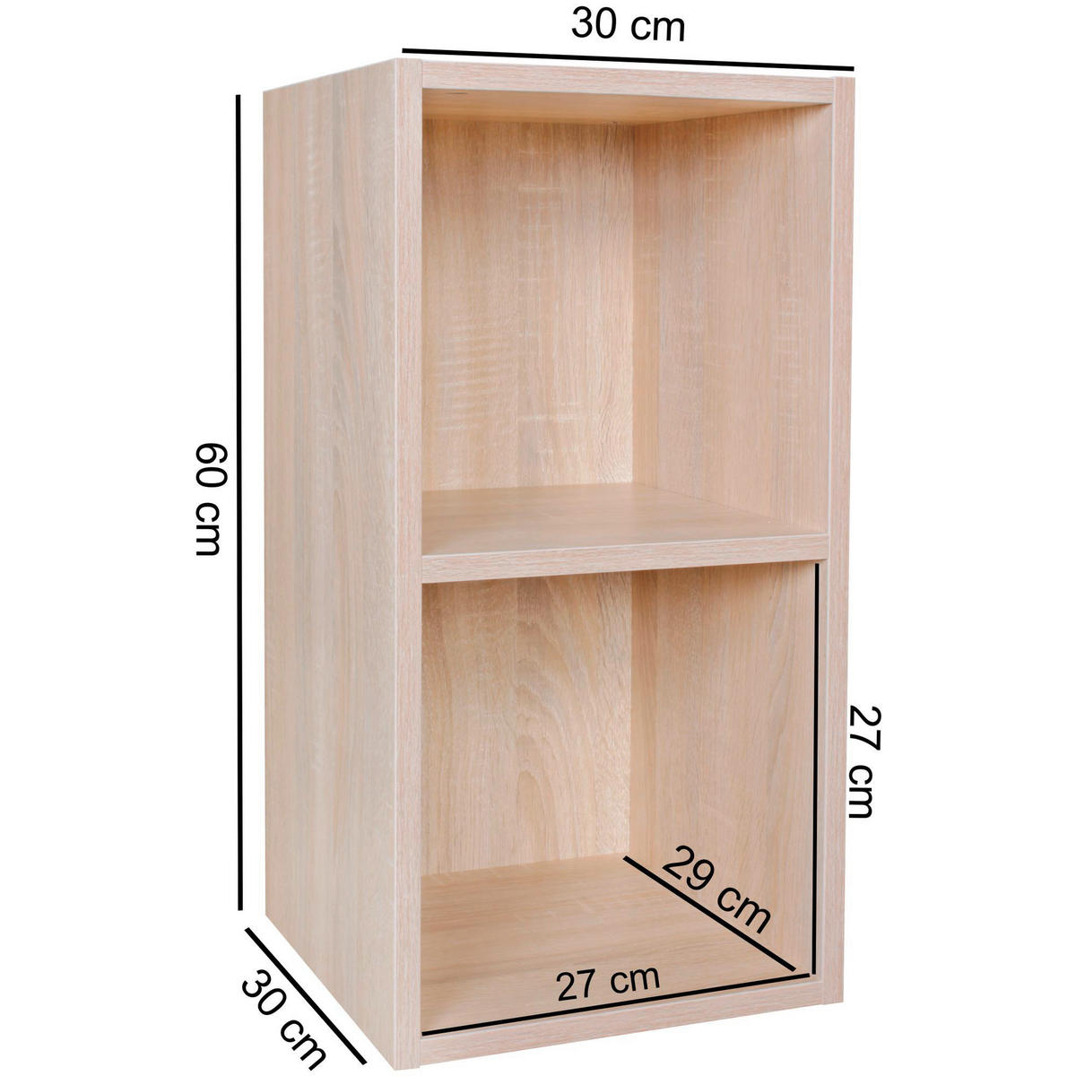 Standregal Eiche Sonoma Nachbildung B/H/T: ca. 30x60x30 cm Standregal - Eiche (30,00/60,00/30,00cm) - Wohnling