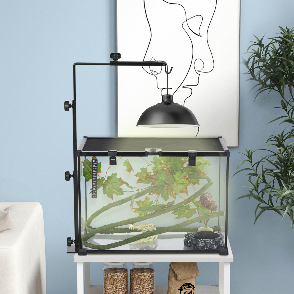 PawHut Reptilien-Lampenständer schwarz Stahl B/H/L: ca. 15x95x40 cm Reptilien-Lampenständer - schwarz (40,00/15,00/95,00cm) - PawHut