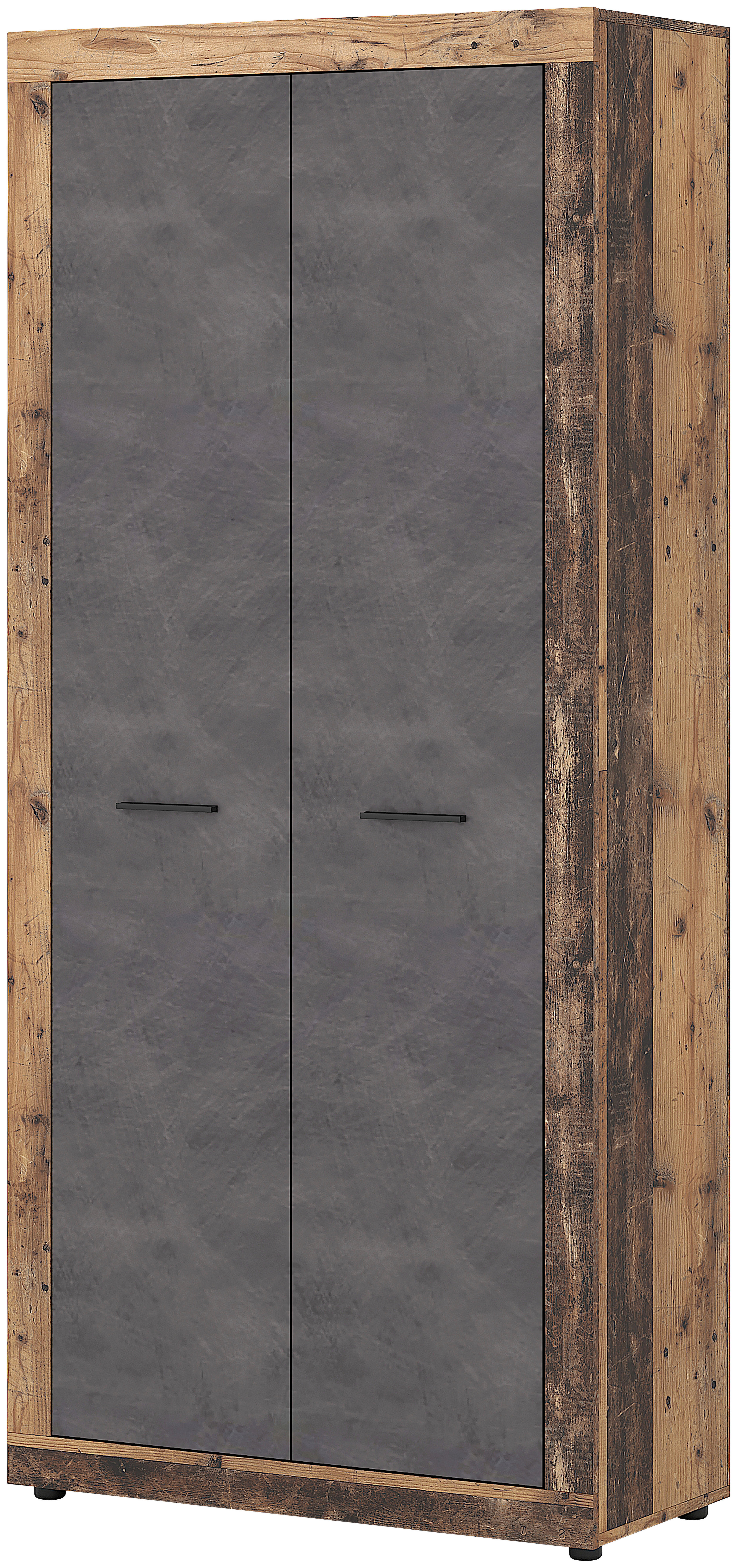 Garderobenschrank LUNA 2 Eiche Old Wood Nachbildung Eiche Matera Nachbildung Beton Optik B/H/T: ca. 89x198x40 cm LUNA 2 - Eiche/Beton (89,00/198,00/40,00cm) - WIPMEB