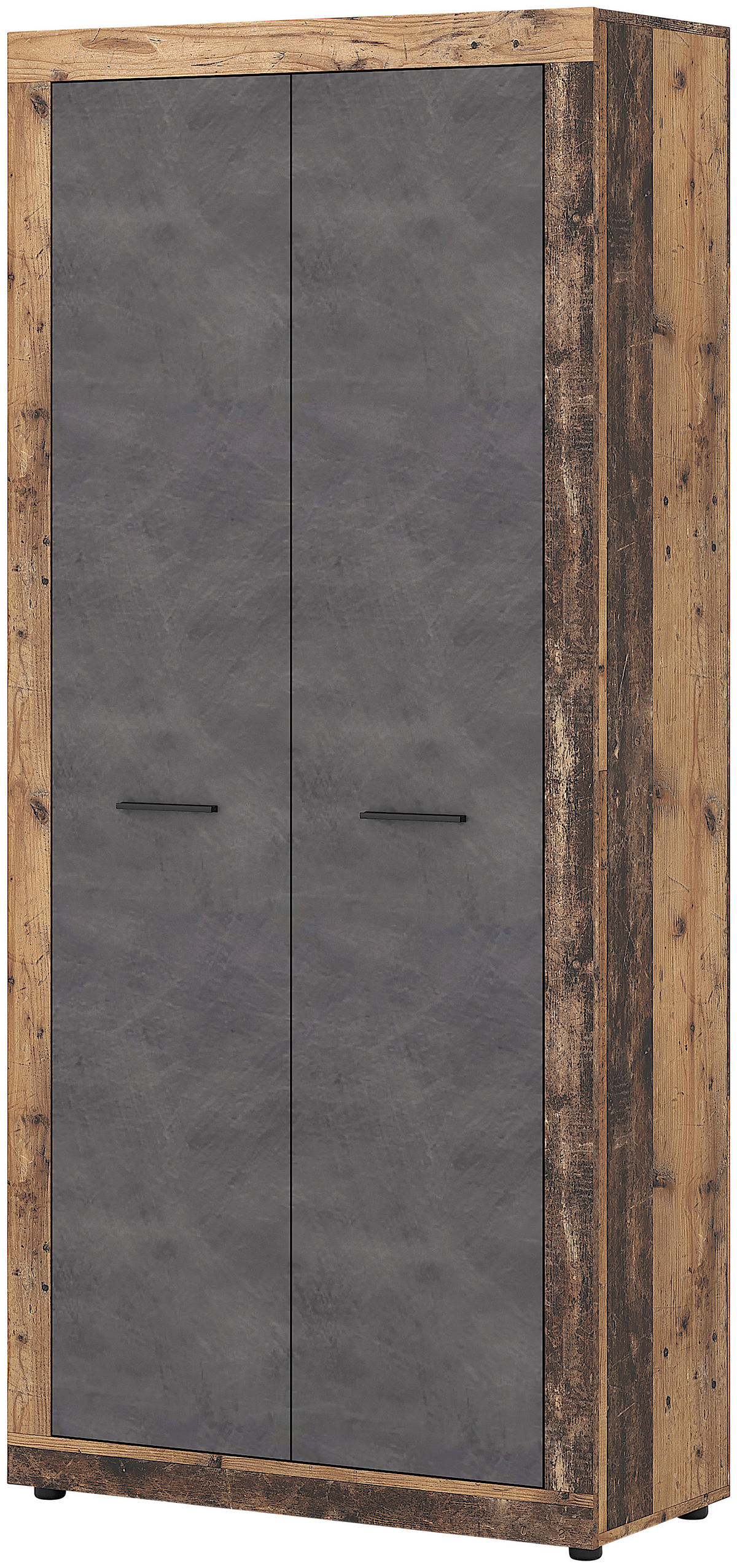 Garderobenschrank LUNA 2 Eiche Old Wood Nachbildung Eiche Matera Nachbildung Beton Optik B/H/T: ca. 89x198x40 cm LUNA 2 - Eiche/Beton (89,00/198,00/40,00cm) - WIPMEB