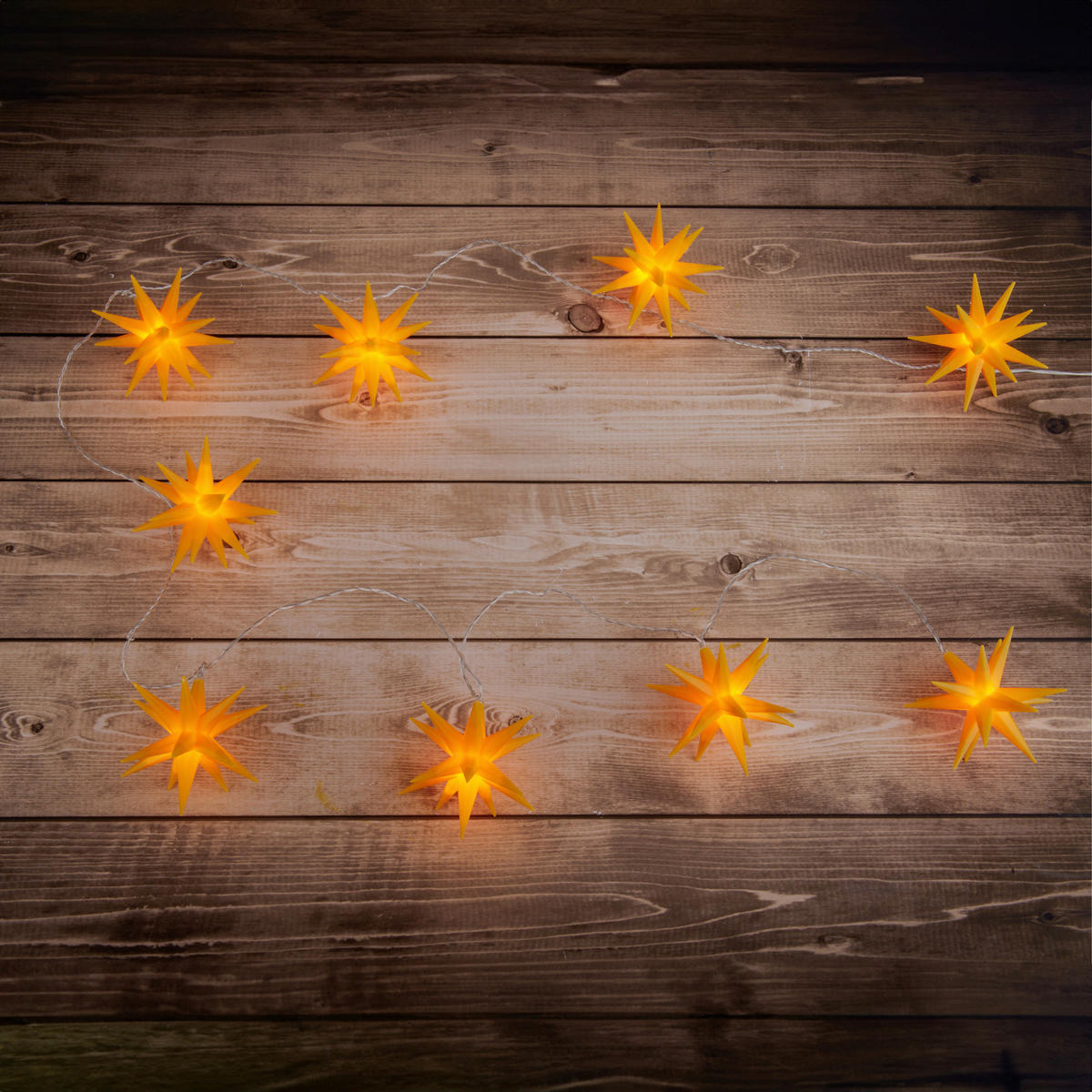 Näve Leuchten LED-Lichterkette gelb Kunststoff B/H/T: ca. 12x12x740 cm LED-Lichterkette 3D-STERNE - gelb (12,00/12,00/740,00cm) - Näve Leuchten