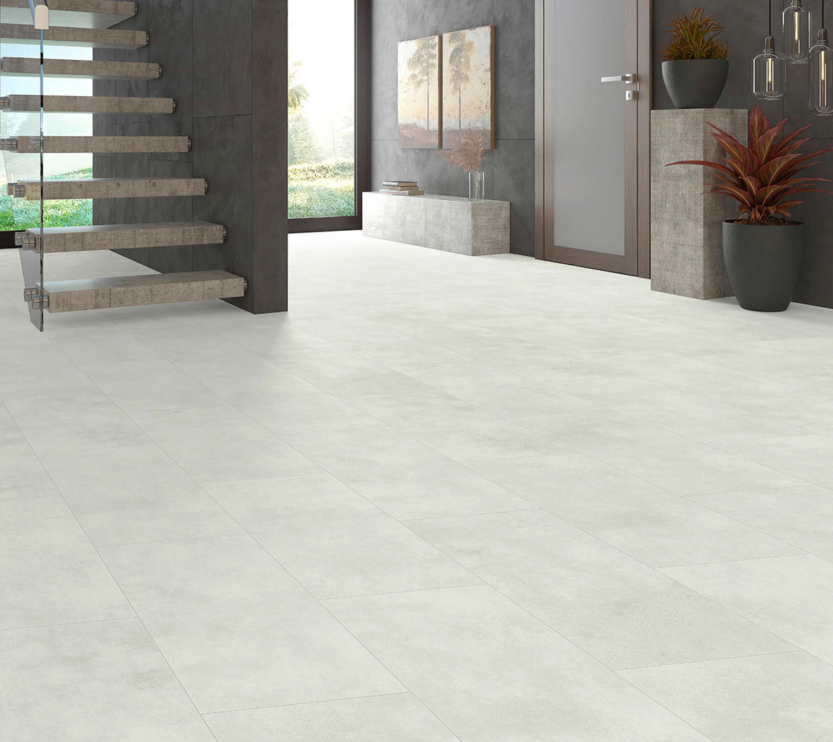Click-Vinylboden Eiche hell ca. 2,373 m² im Paket  B/L: ca. 31x63,8 cm pro Paket Eiche hell ca. 2,373 m² im Paket - hellgrau (31,00/63,80cm)