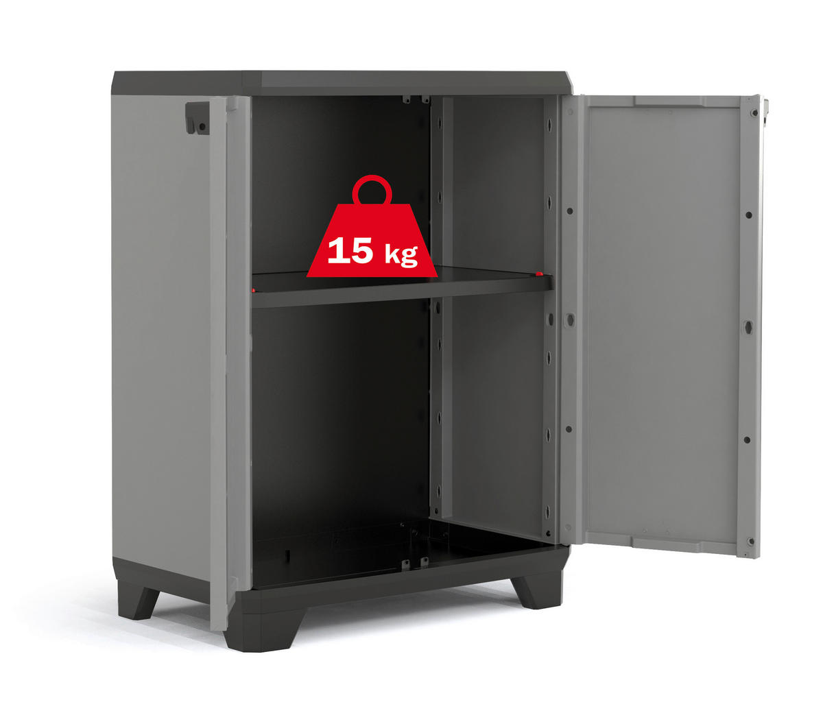 Keter Kunststoffschrank Stilo grau Kunststoff B/H/L: ca. 68x90x39 cm Stilo - rot/schwarz (39,00/68,00/90,00cm) - Keter