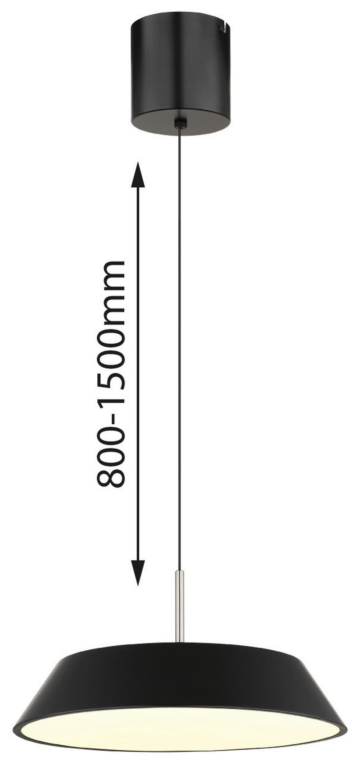GLOBO LED-Hängeleuchte Opal mattschwarz Metall Kunststoff H/D: ca. 180x40 cm 1.0 Brennstellen SILENA - Opal/mattschwarz (40,00/180,00cm) - GLOBO