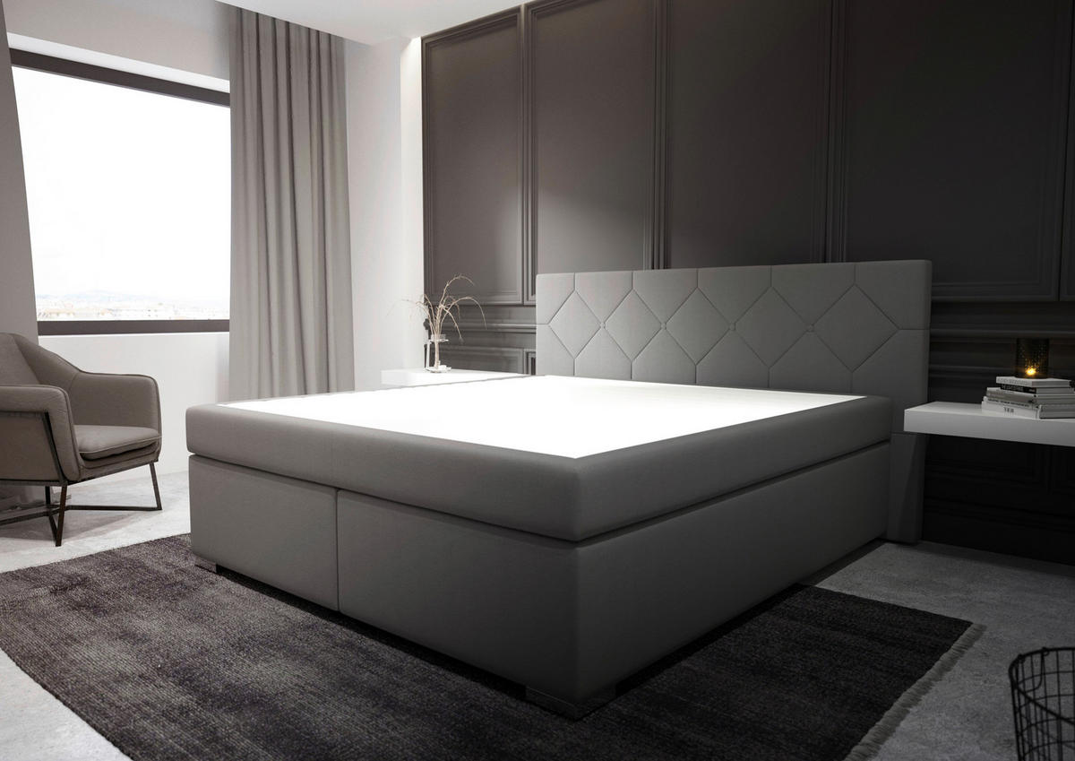 Boxspringbett Wien grau Liegefläche B/L: ca. 180x200 cm Wien - grau (200,00/112,00/215,00cm)
