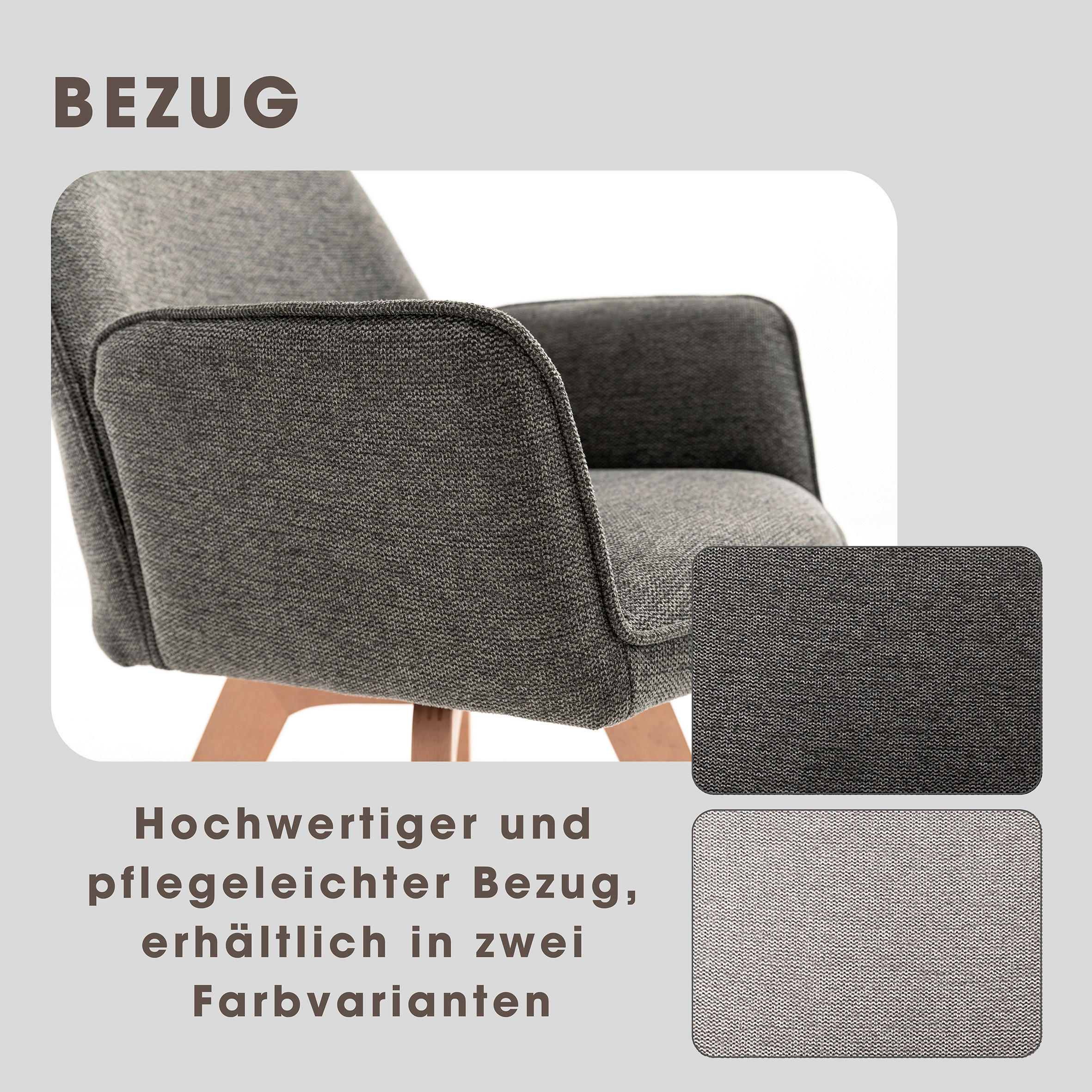 Stuhl TONY Eiche anthrazit Holz Stoff B/H/T: ca. 57x89x61 cm TONY - Eiche/anthrazit (57,00/89,00/61,00cm) - byLIVING