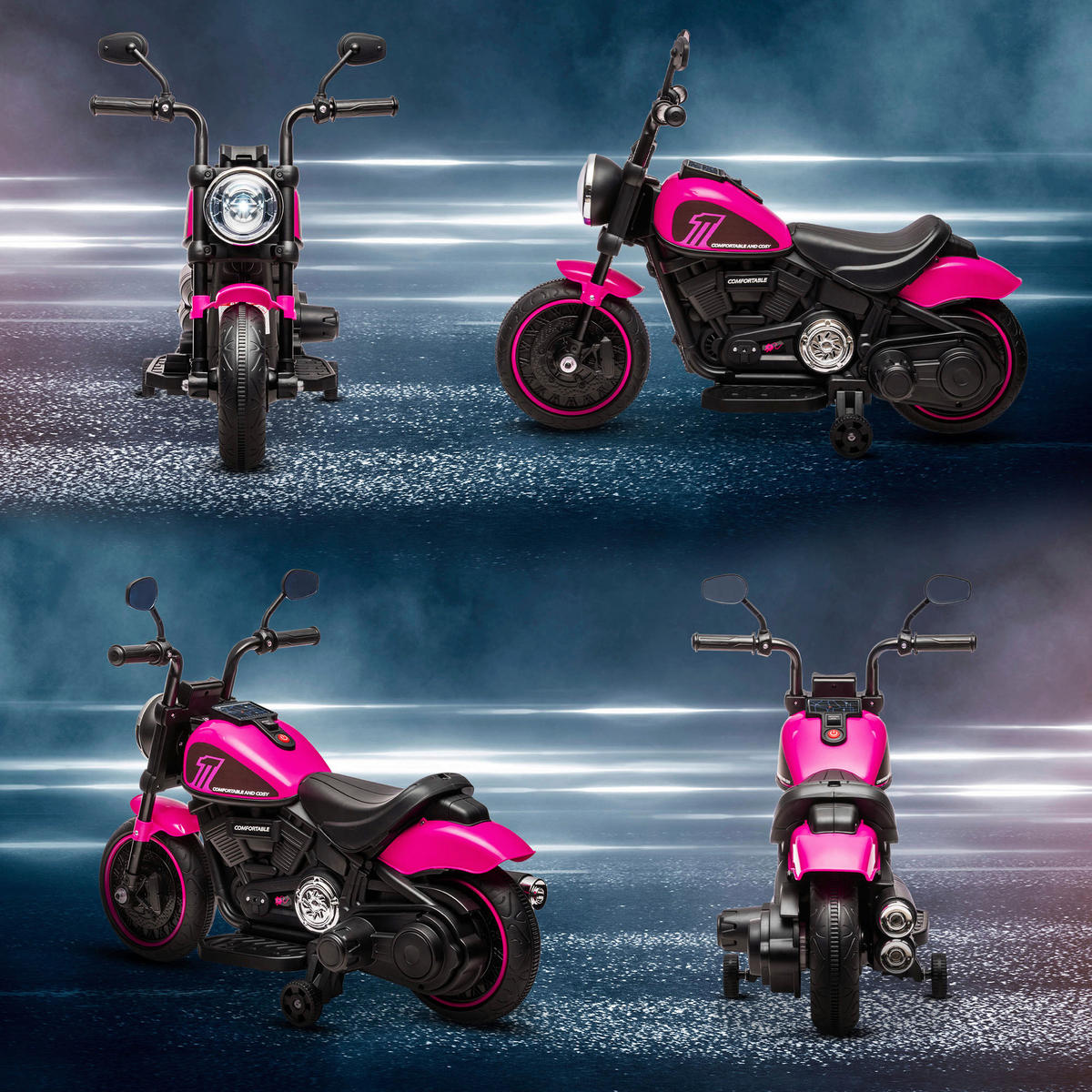 HOMCOM Kinderauto rosa B/H/L: ca. 42x76x57 cm Elektromotorrad - schwarz/rosa (57,00/42,00/76,00cm) - HOMCOM