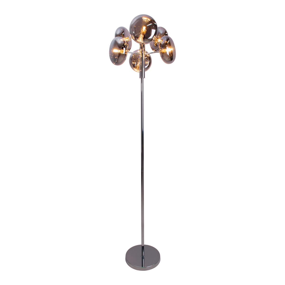 Näve Leuchten Stehleuchte 2070597 Chrom Metall Glas B/H/T: ca. 44x165x44 cm 6 Brennstellen Orion - Chrom (44,00/165,00/44,00cm) - Näve Leuchten