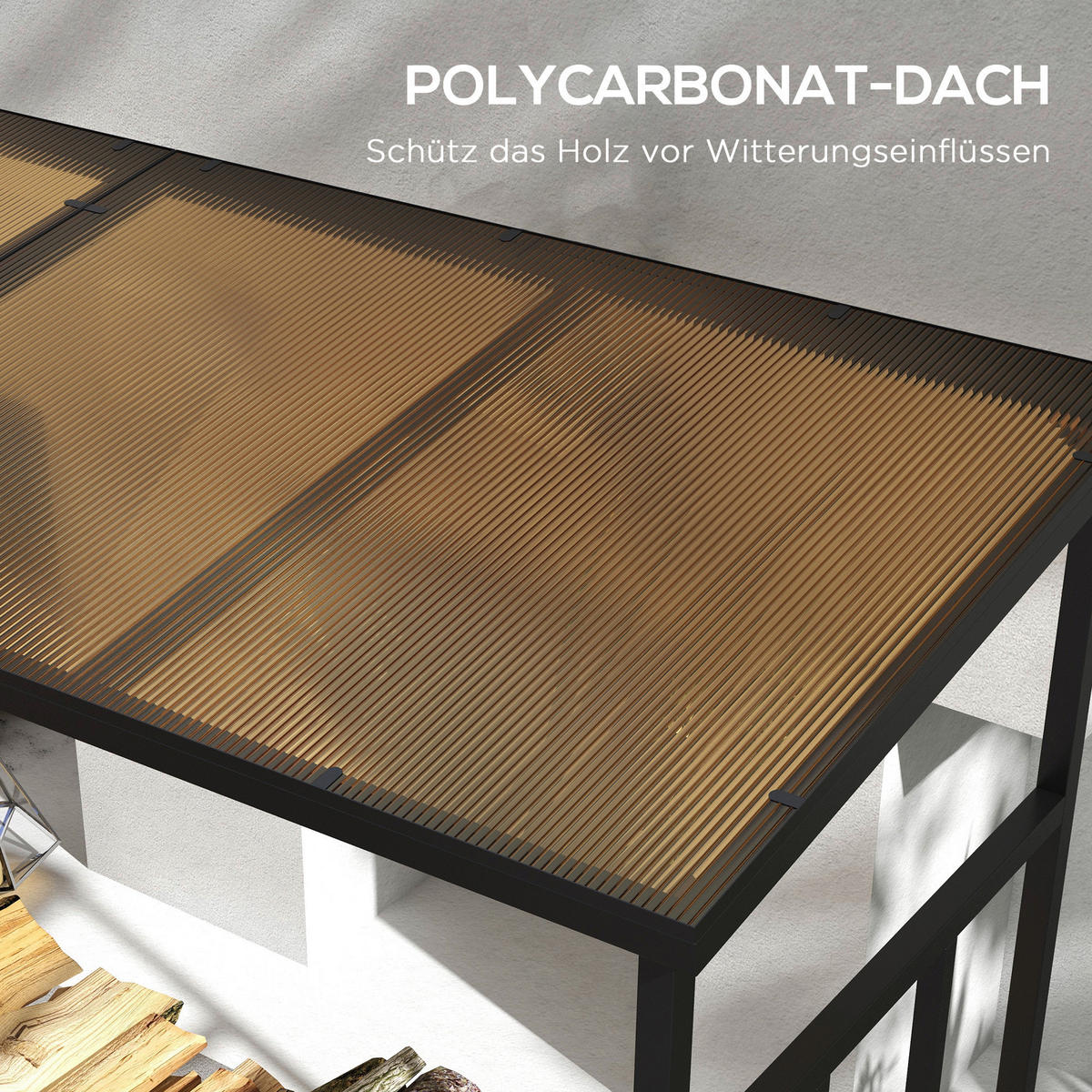 Outsunny Kaminholzregal schwarz B/H/L: ca. 67x185x185 cm Kaminholzregal - schwarz (185,00/67,00/185,00cm) - Outsunny