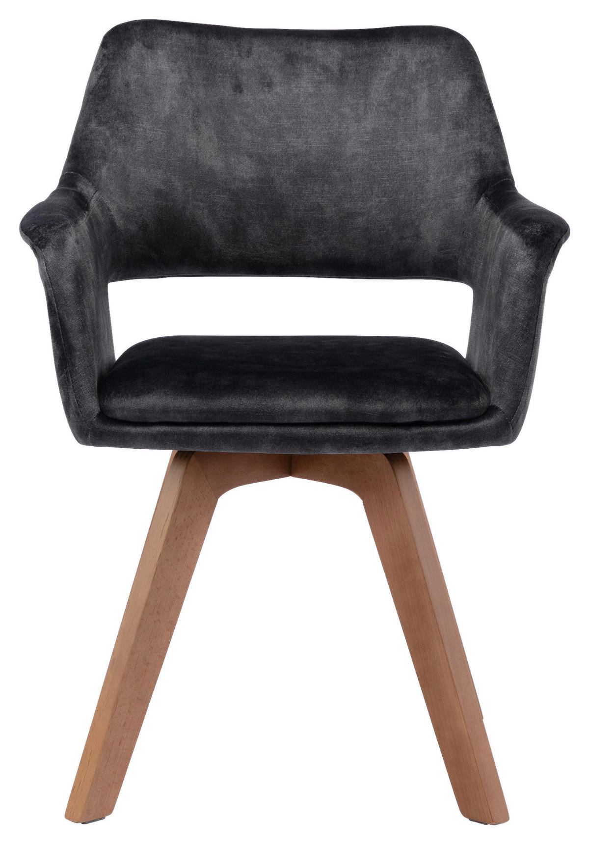 Stuhl KLARA  2er-Set anthrazit Vintage Samt Holz B/H/T: ca. 52x89x63,5 cm KLARA  2er-Set - anthrazit (52,00/89,00/63,50cm) - byLIVING