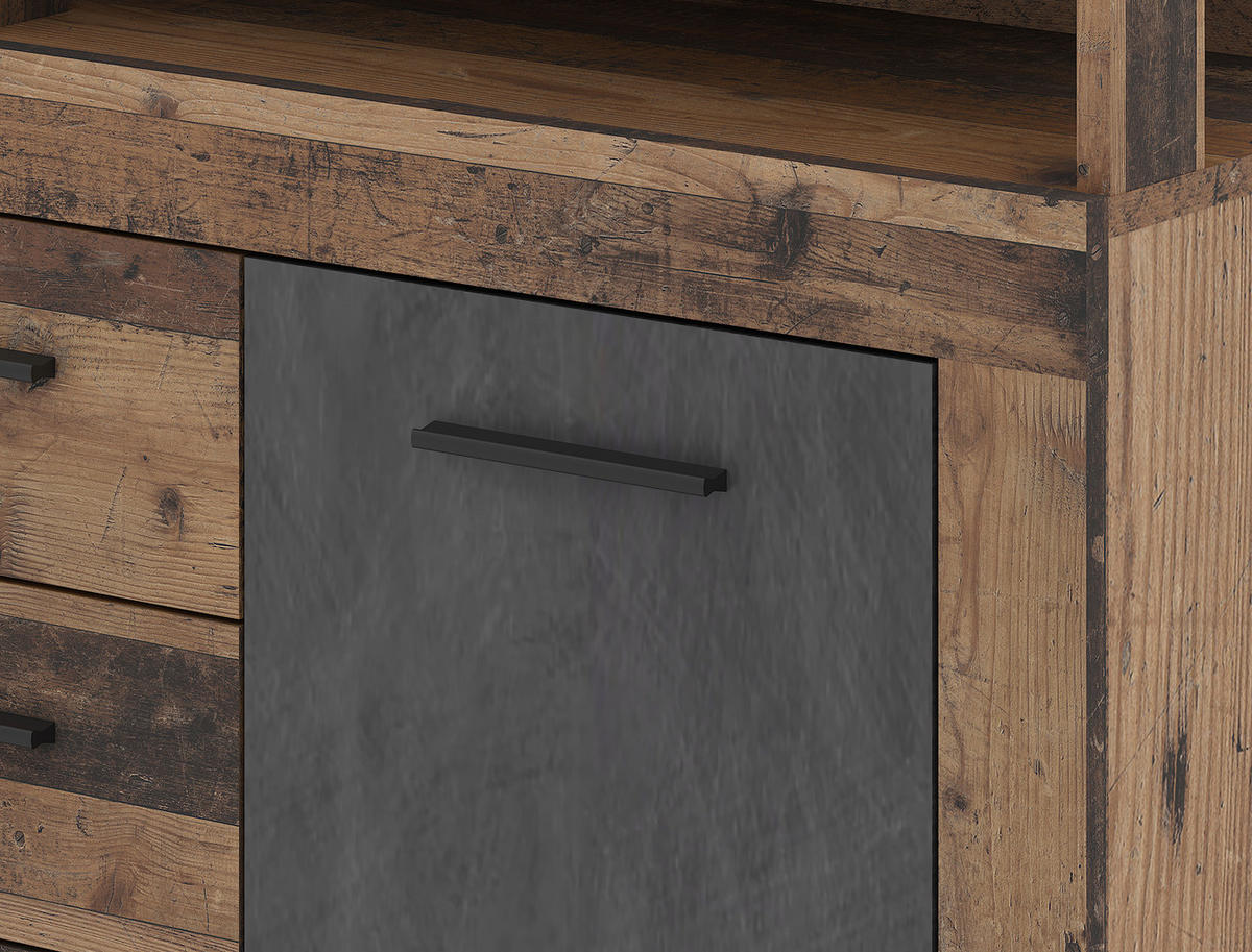 Kommode LUNA MIDI Eiche Old Wood dunkel Nachbildung Eiche Matera Nachbildung B/H/T: ca. 119,5x96,8x32 cm LUNA MIDI - Eiche (119,50/96,80/32,00cm) - WIPMEB