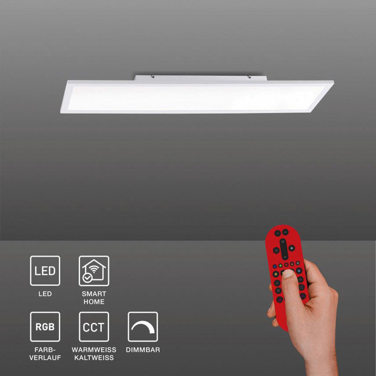 Just Light Smarte Deckenleuchte 14682-16 LED-Deckenleuchte_Flat - (100,00cm) - Just Light