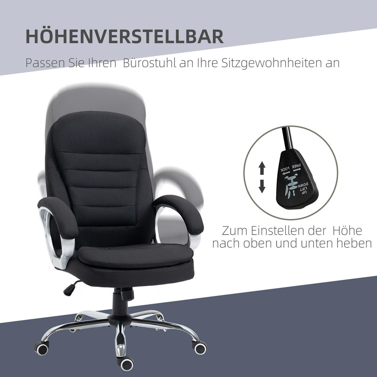 Drehstuhl 921-170BK schwarz 921-170BK - schwarz (75,00/64,00cm) - Vinsetto