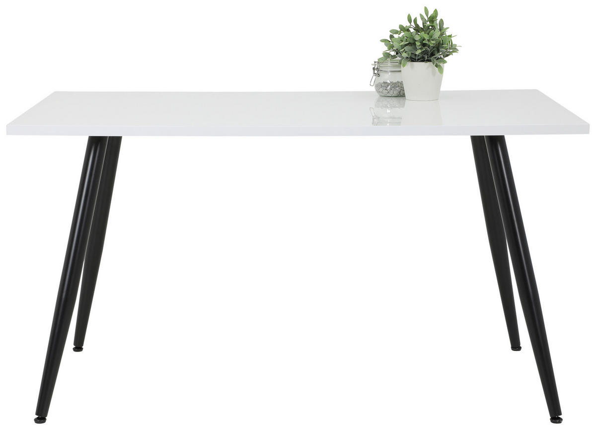 Esstisch ANIKA weiß Lack Hochglanz schwarz pulverbeschichtet Lack Hochglanz B/H/T: ca. 140x76x80 cm ANIKA - weiß/schwarz (140,00/76,00/80,00cm) - Hela