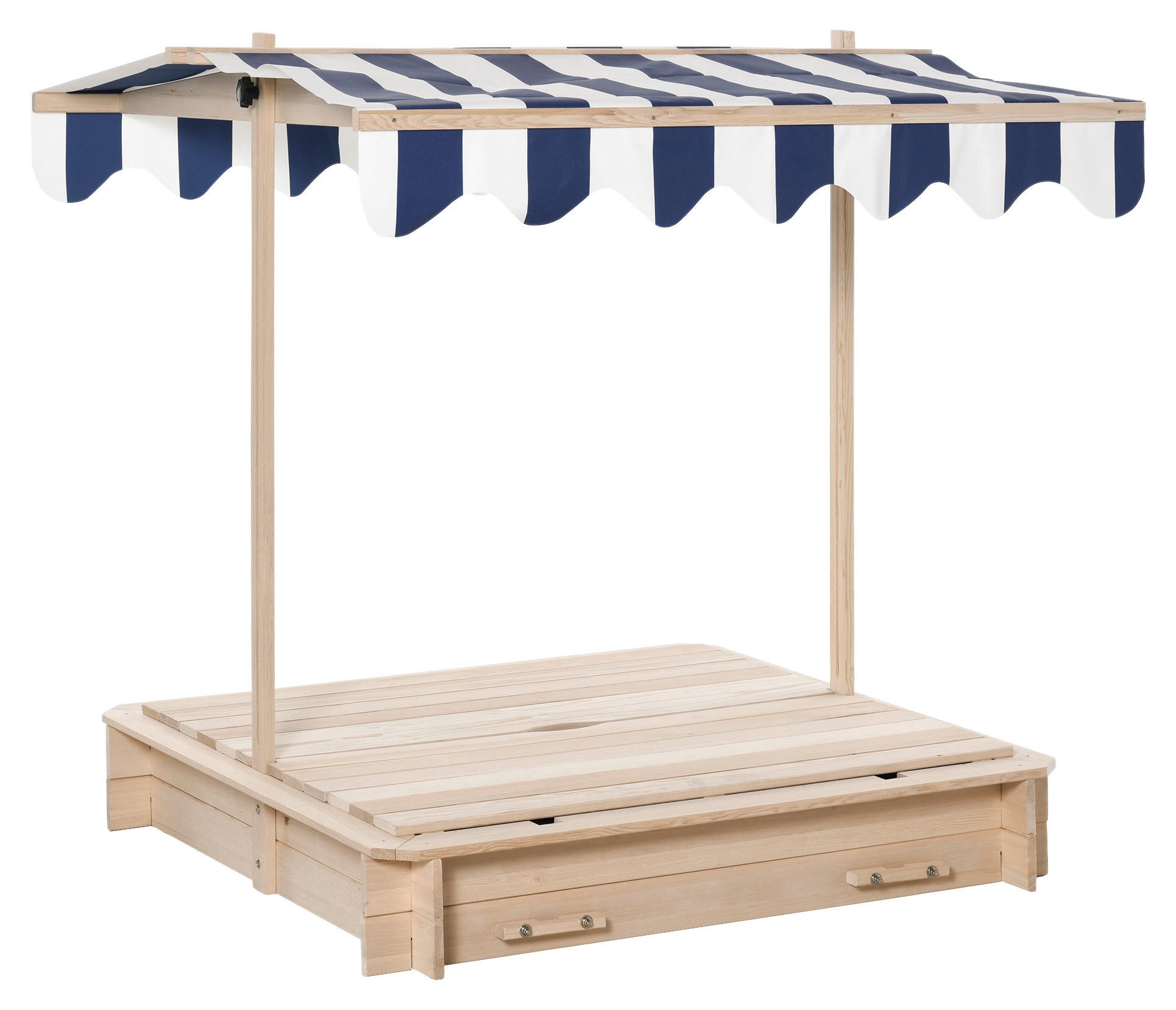Outsunny Sandkasten weiß B/H/L: ca. 106x106x121 cm Sandkasten - blau/weiß (121,00/106,00/106,00cm) - Outsunny