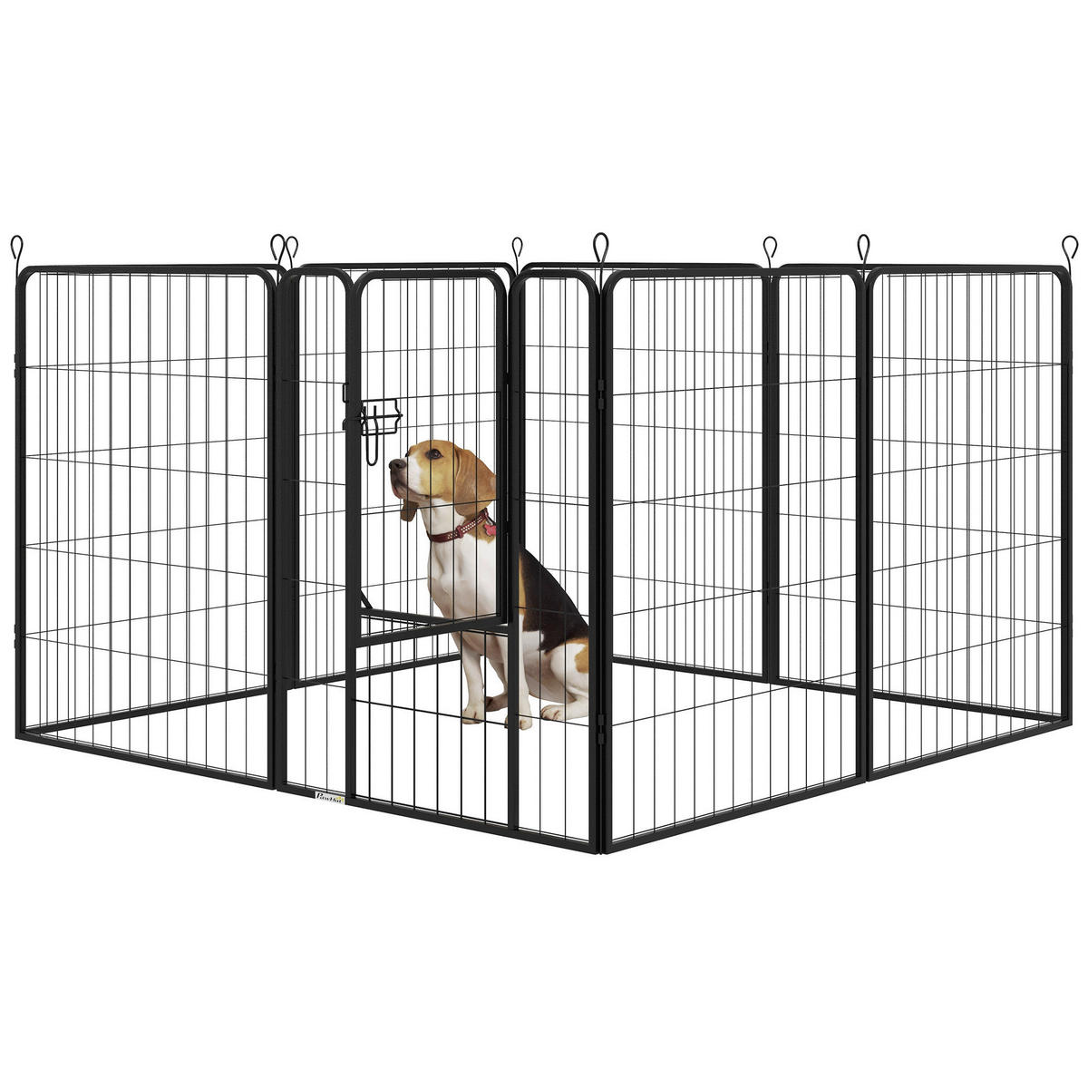 PawHut Welpenauslauf Freigehege schwarz Edelstahl B/H/L: ca. 79x79x100 cm Haustier-Laufstall - schwarz (100,00/79,00/79,00cm) - PawHut