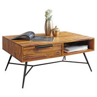 Wohnling Couchtisch natur schwarz Echtholz Metall B/H/T: ca. 87x41x55 cm Couchtisch - natur/schwarz (87,00/41,00/55,00cm) - Wohnling