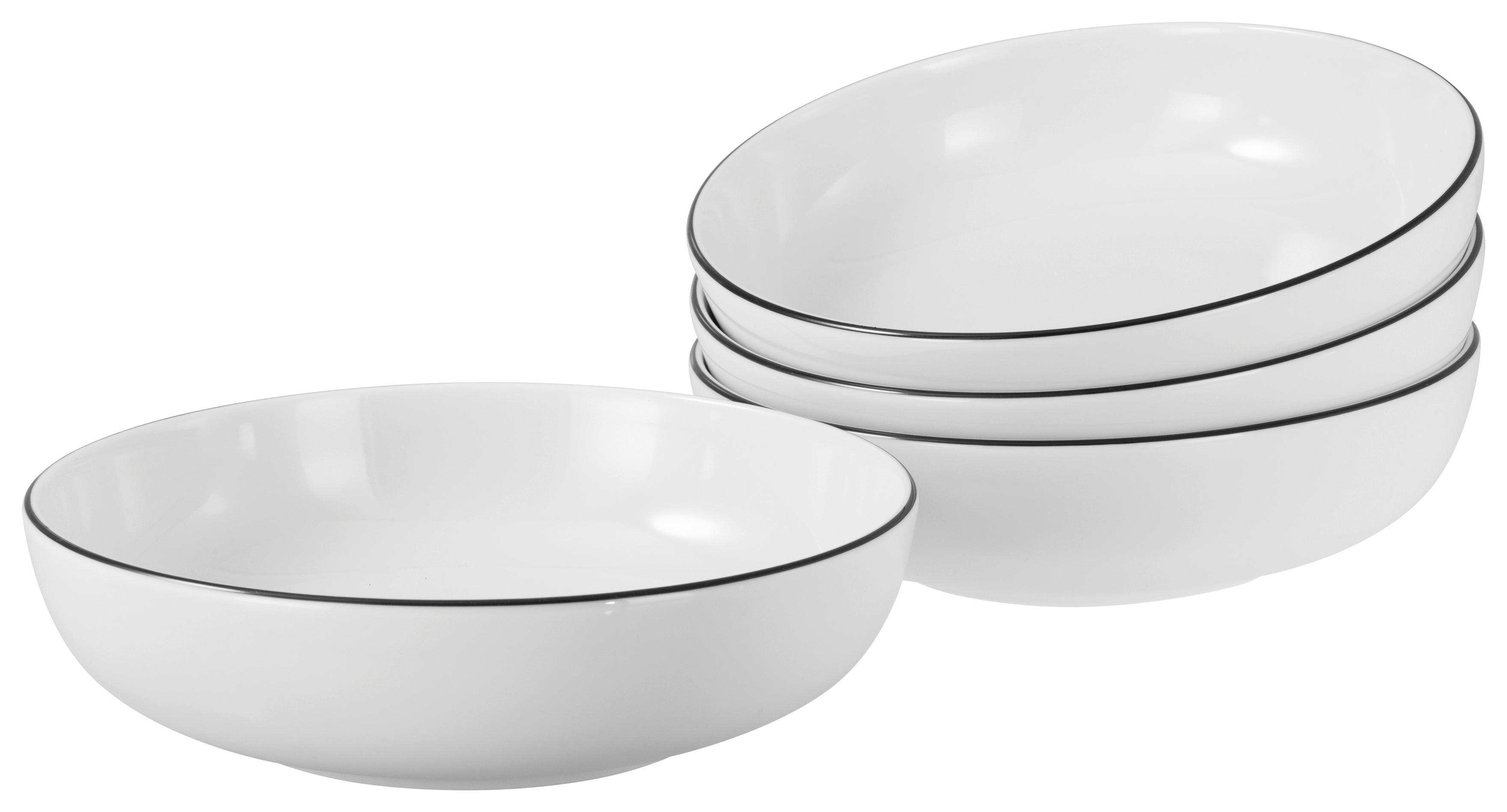 CreaTable Schüssel-Set Allround Black Line schwarz Porzellan Allround Black Line - weiß/schwarz - CreaTable