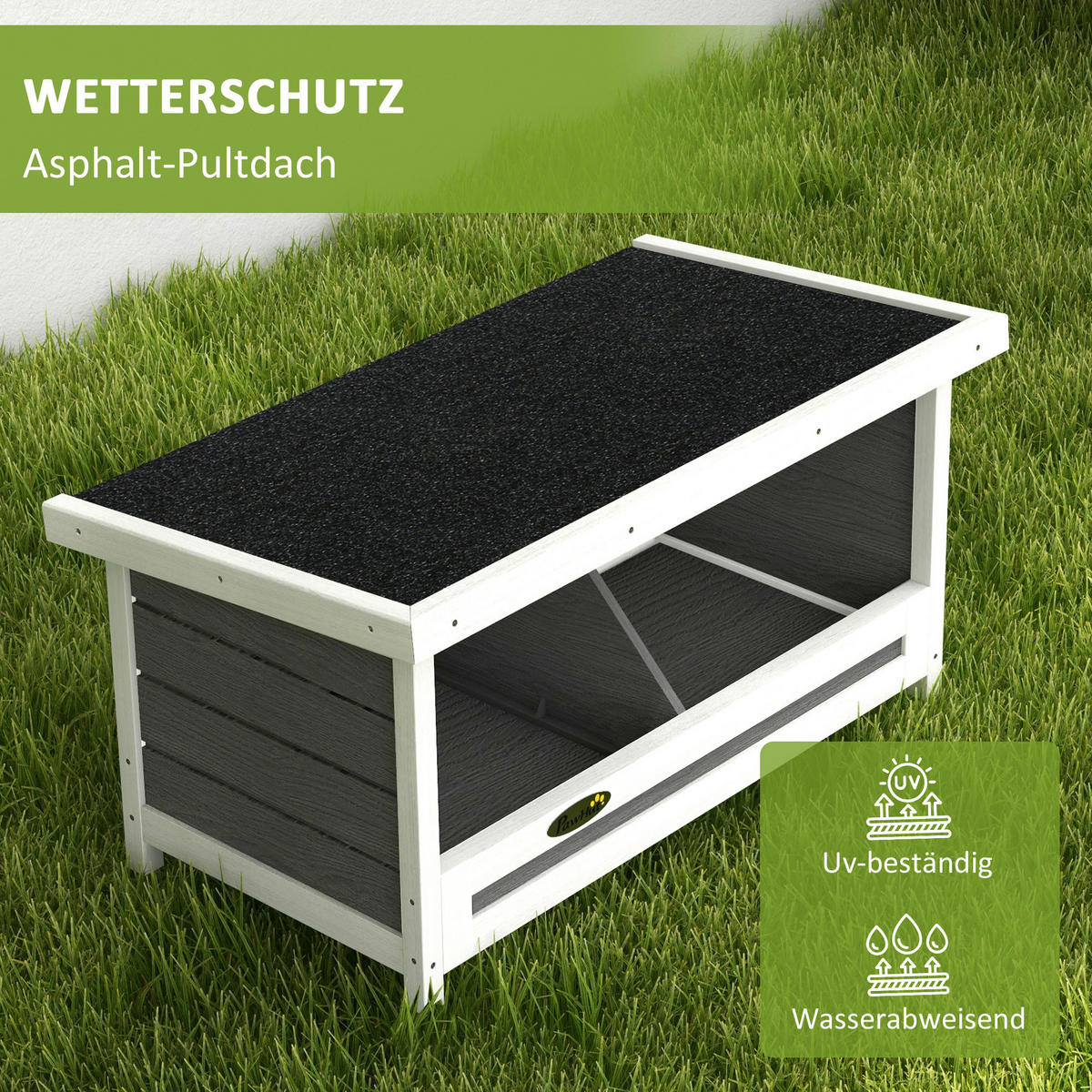 PawHut Hühner-Legenest weiß Holz B/H/L: ca. 37x34x66 cm Hühner-Legenest - weiß/grau (66,00/37,00/34,00cm) - PawHut