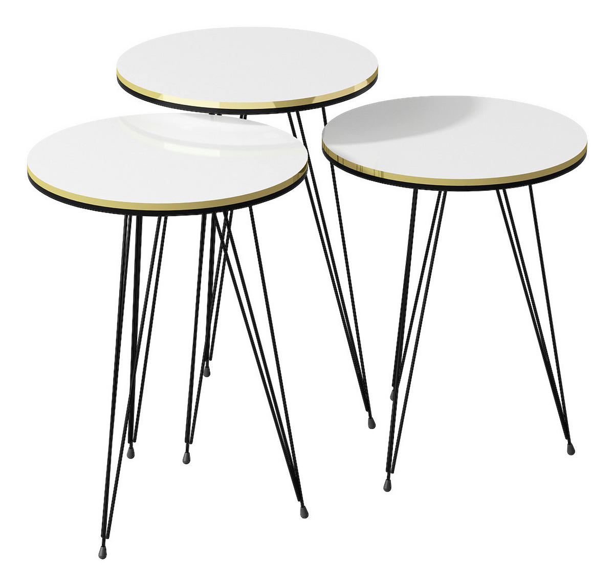 Beistelltisch 3er-Set. 21216283 weiß schwarz Metall B/H/T: ca. 38x53,5x38 cm 3er-Set. 21216283 - weiß/schwarz (38,00/53,50/38,00cm) - moebel17