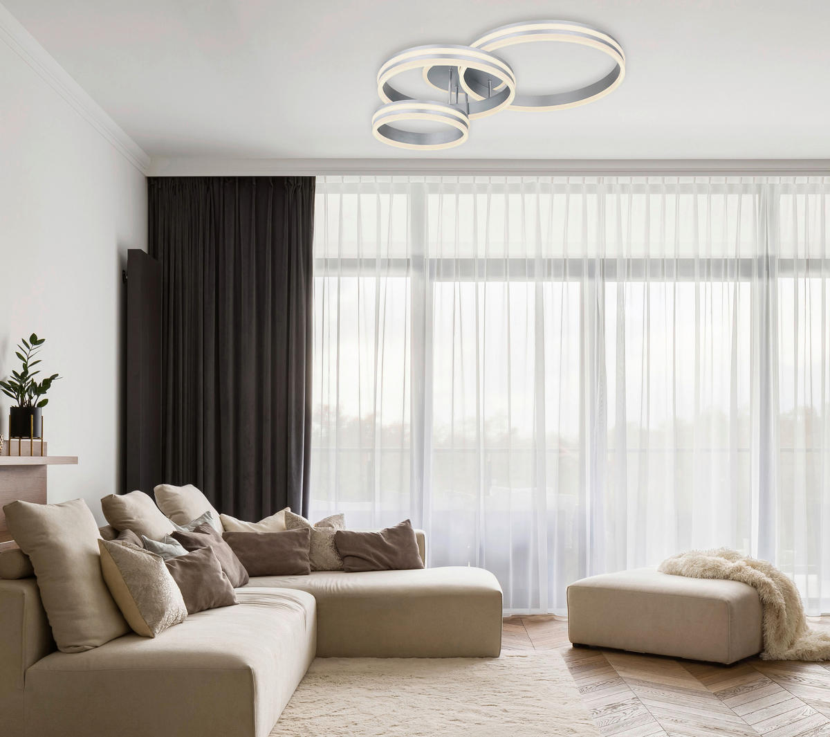 Deckenleuchte grau Metall Acryl B/H/L: ca. 60x20x80 cm Rubio - grau (80,00/60,00/20,00cm)