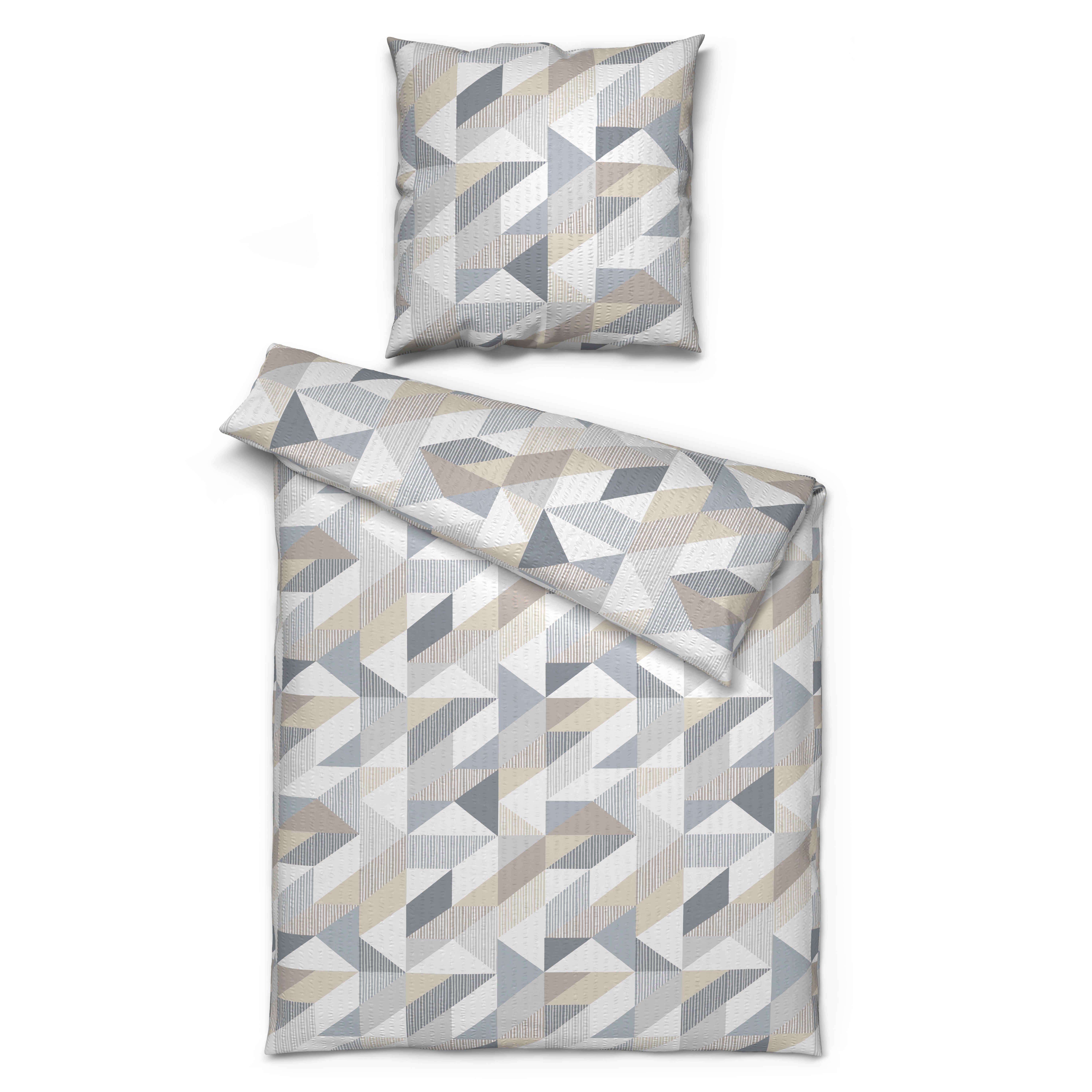 Baumwoll Bettwäsche Seersucker Bettwäsche_Seersucker grafisch grau - grau (135,00/200,00cm) - CASTELL