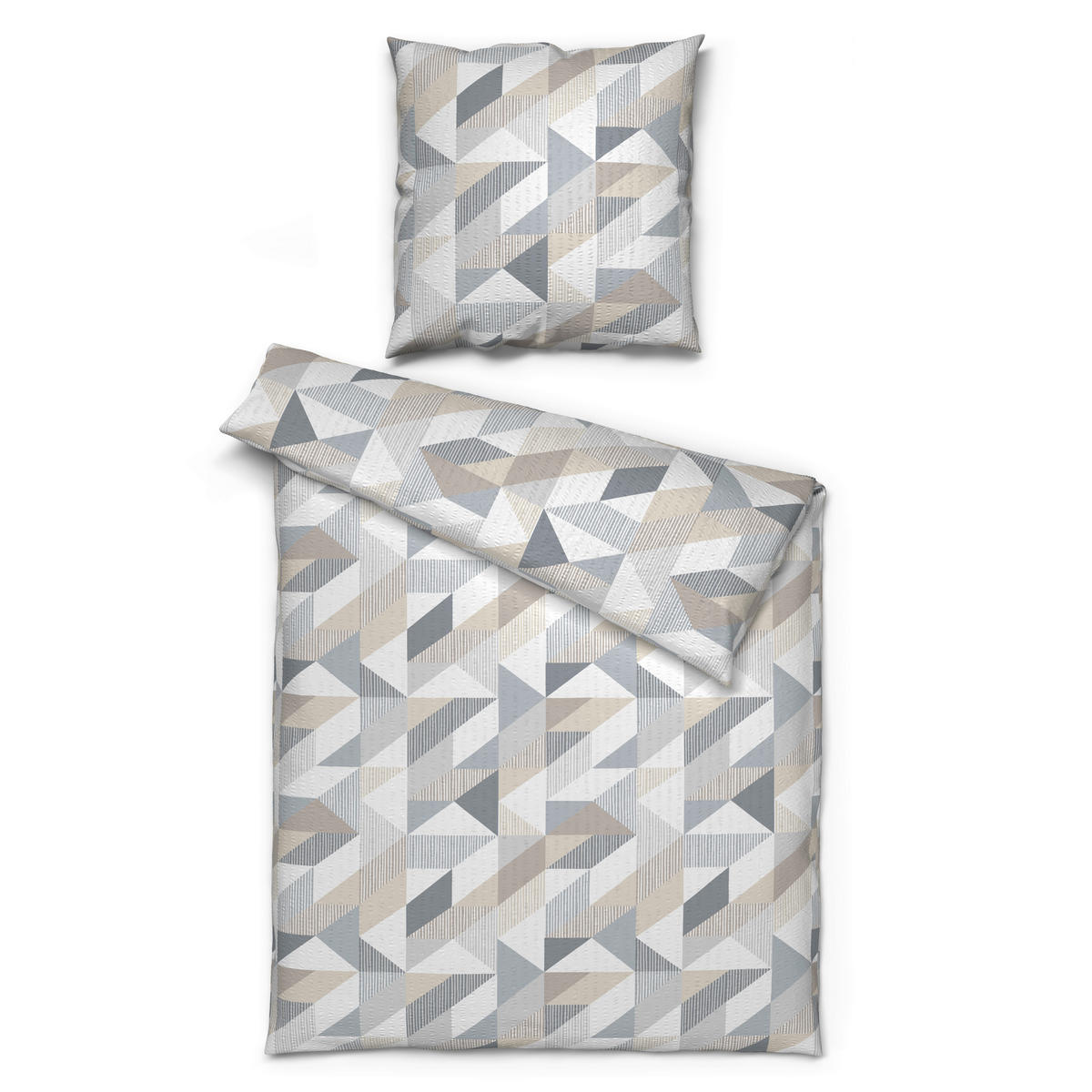 Baumwoll Bettwäsche Seersucker Bettwäsche_Seersucker grafisch grau - grau (135,00/200,00cm) - CASTELL