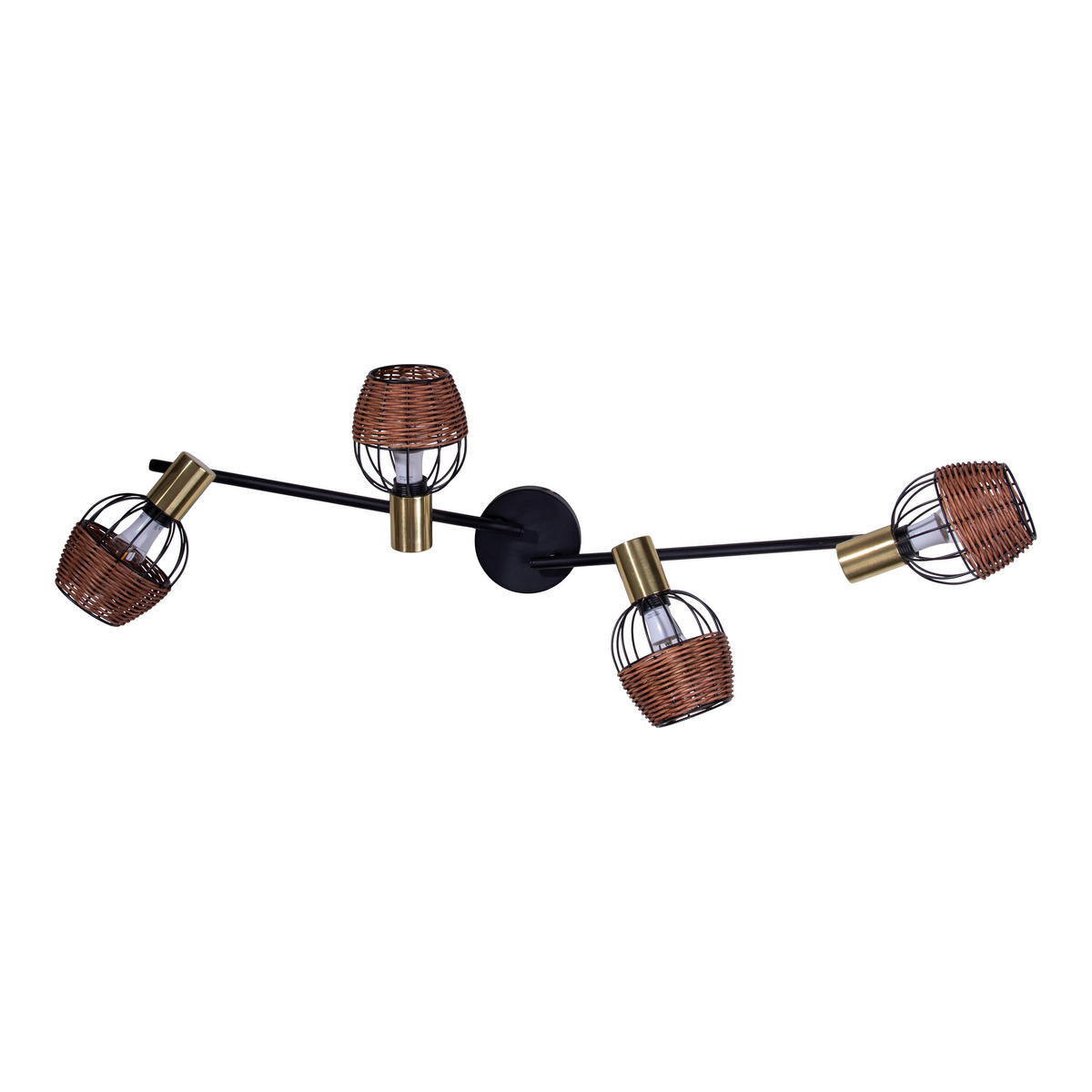 Näve Leuchten Spotleuchte 1389022 braun Rattan Metall B/H/T: ca. 8,5x16x78 cm E14 4 Brennstellen Corbis - braun (8,50/16,00/78,00cm) - Näve Leuchten