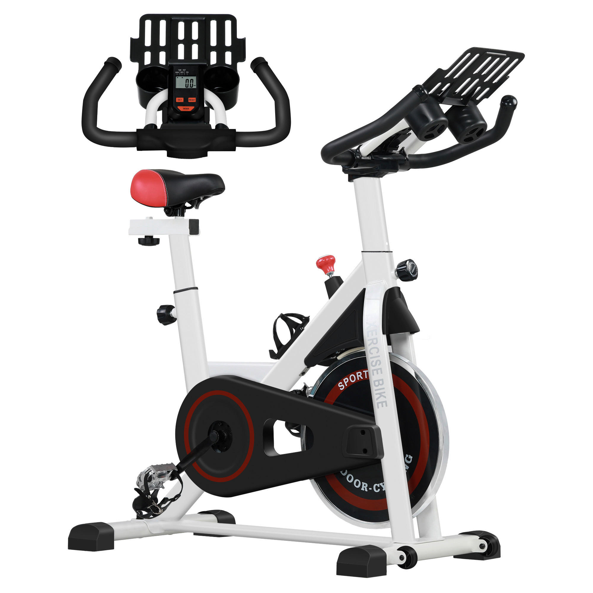 HOMCOM Ergometer schwarz Stahl B/H/L: ca. 53x114x103 cm Ergometer - weiß/schwarz (103,00/53,00/114,00cm) - HOMCOM