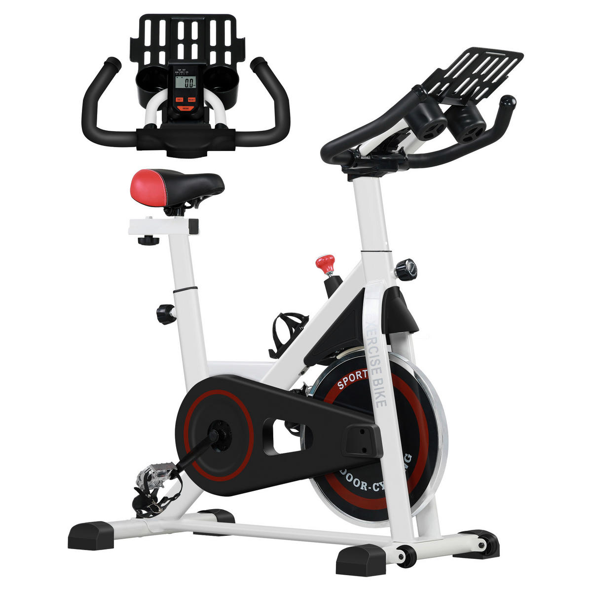 HOMCOM Ergometer schwarz Stahl B/H/L: ca. 53x114x103 cm Ergometer - weiß/schwarz (103,00/53,00/114,00cm) - HOMCOM