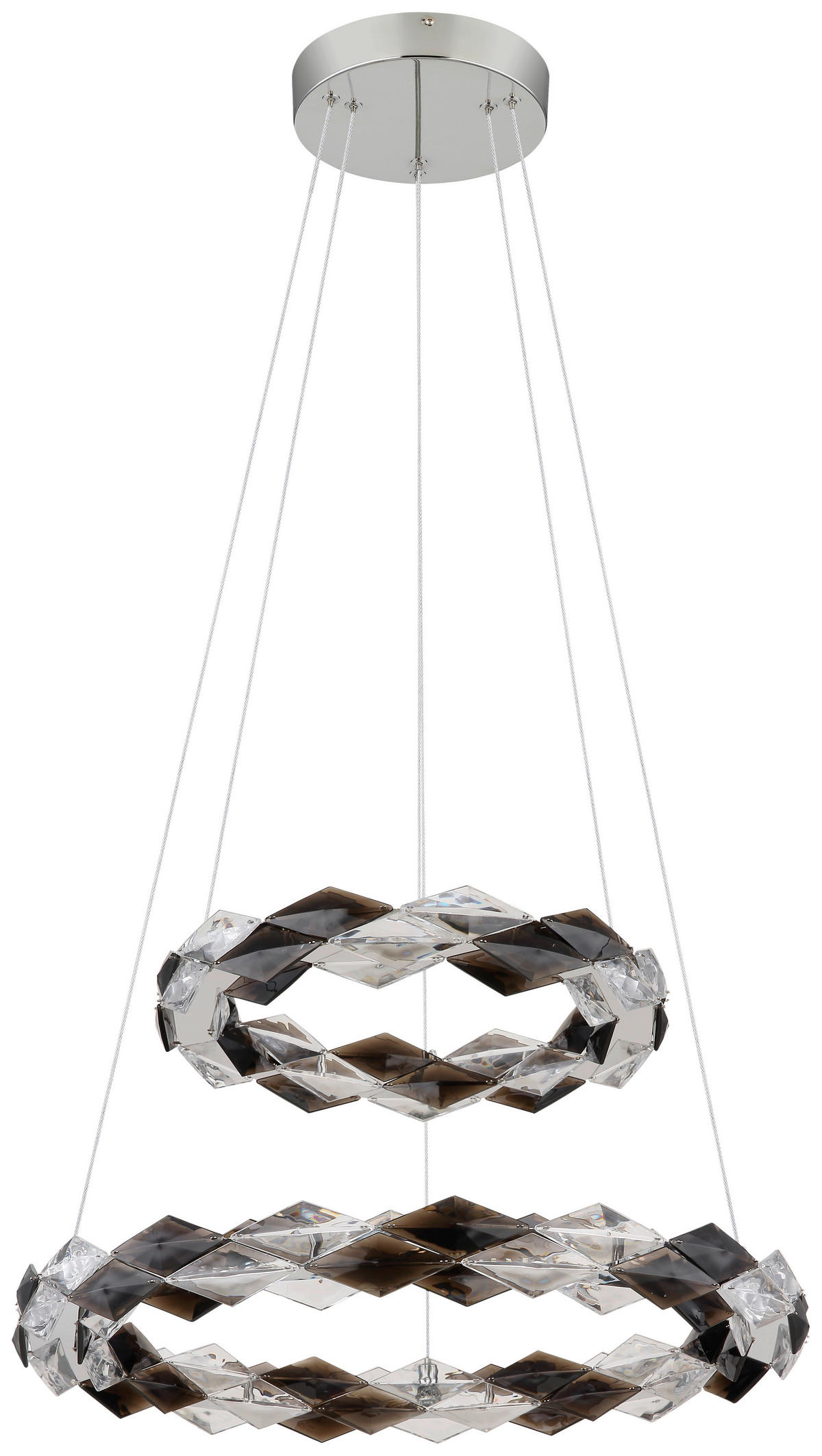 GLOBO LED-Pendelleuchte transparent Chrom Rauch Acryl Metall H/D: ca. 130x55 cm KARILION - Rauch/Chrom (55,00/130,00cm) - GLOBO