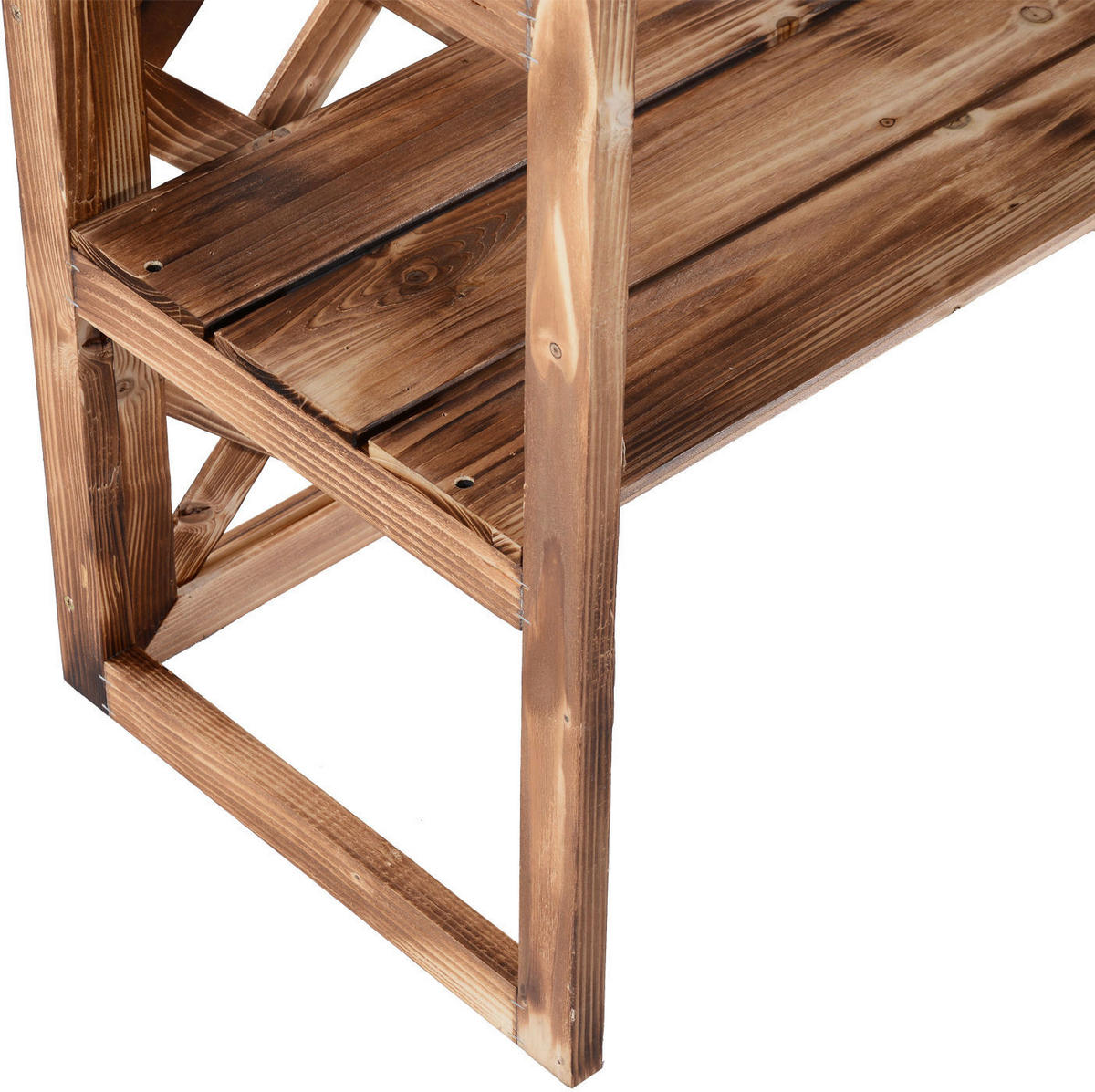 Outsunny Pflanzentreppe natur Holz B/H/L: ca. 38x120x75 cm Pflanzentreppe mit 3 Etagen - natur (75,00/38,00/120,00cm) - Outsunny