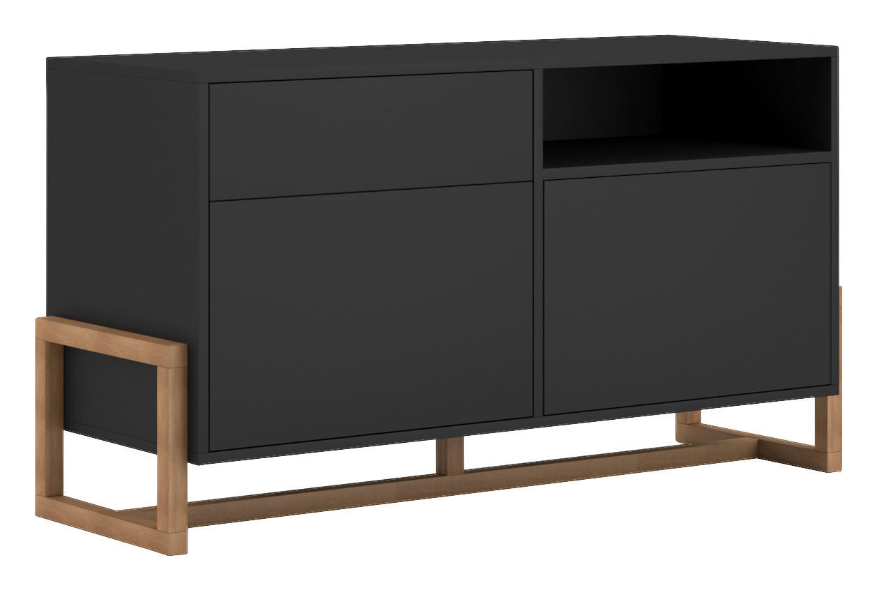 Sideboard Oslo schwarz matt Eiche Nachbildung B/H/T: ca. 119,2x64,7x42 cm günstig online kaufen