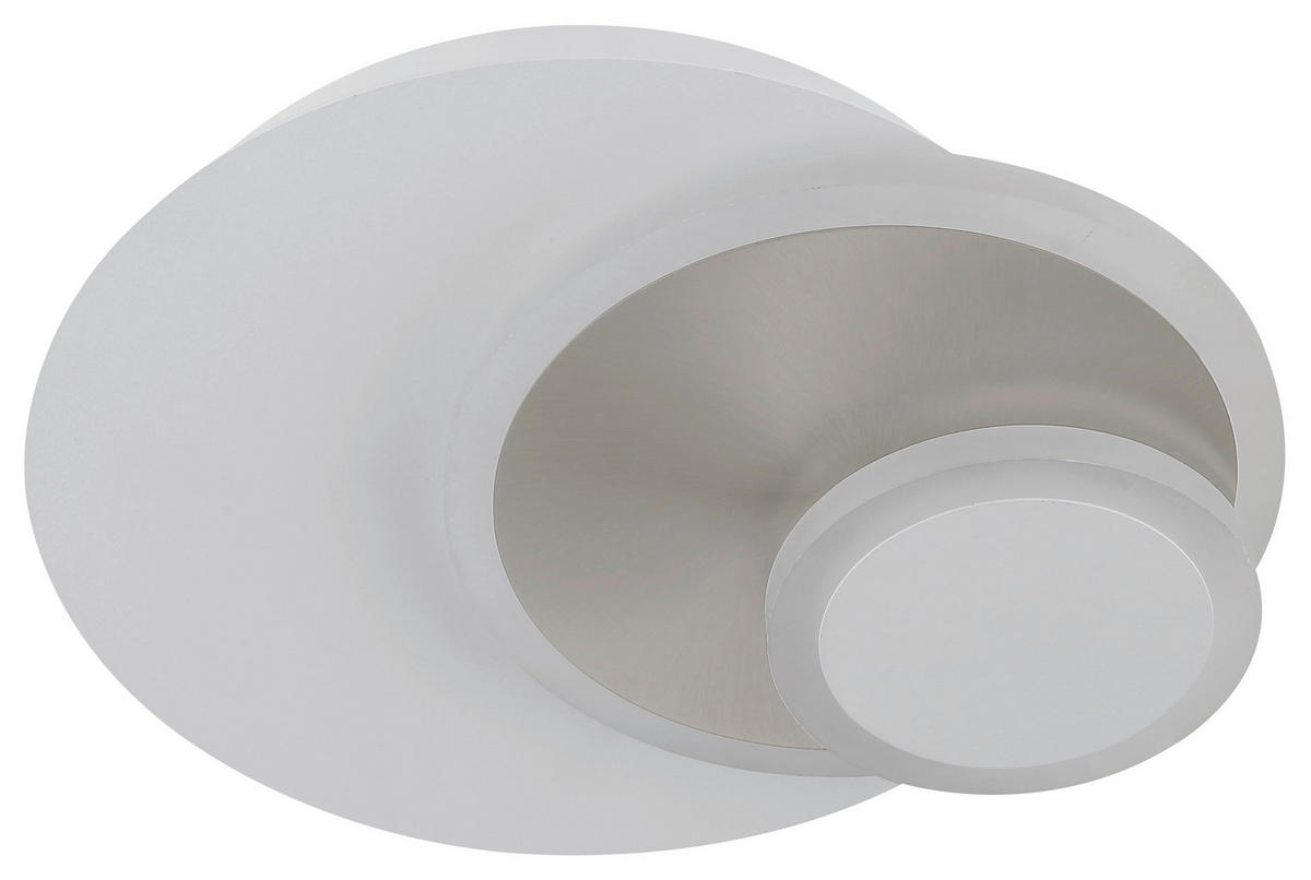 GLOBO Wandleuchte weiß nickel Metall B/H/L: ca. 7,5x25x25 cm Wandleuchte-Odonell - nickel/weiß (25,00/7,50/25,00cm) - GLOBO