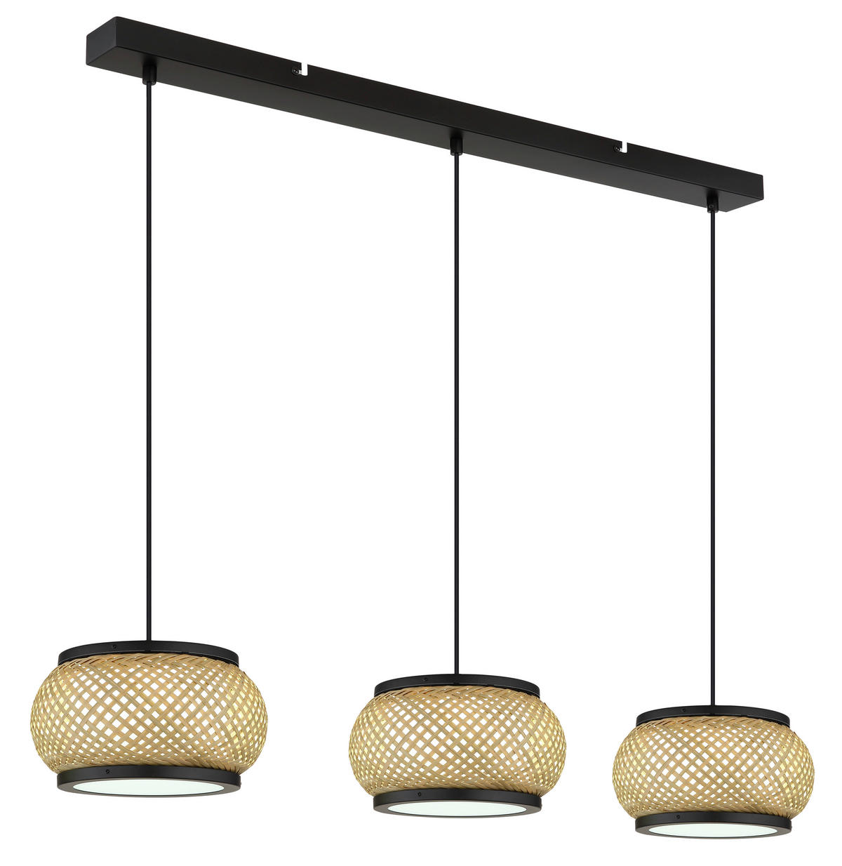 GLOBO Pendelleuchte natur mattschwarz Metall Bambus B/H/L: ca. 22x120x92 cm 1.0 Brennstellen BAMBORA - natur/mattschwarz (92,00/22,00/120,00cm) - GLOBO