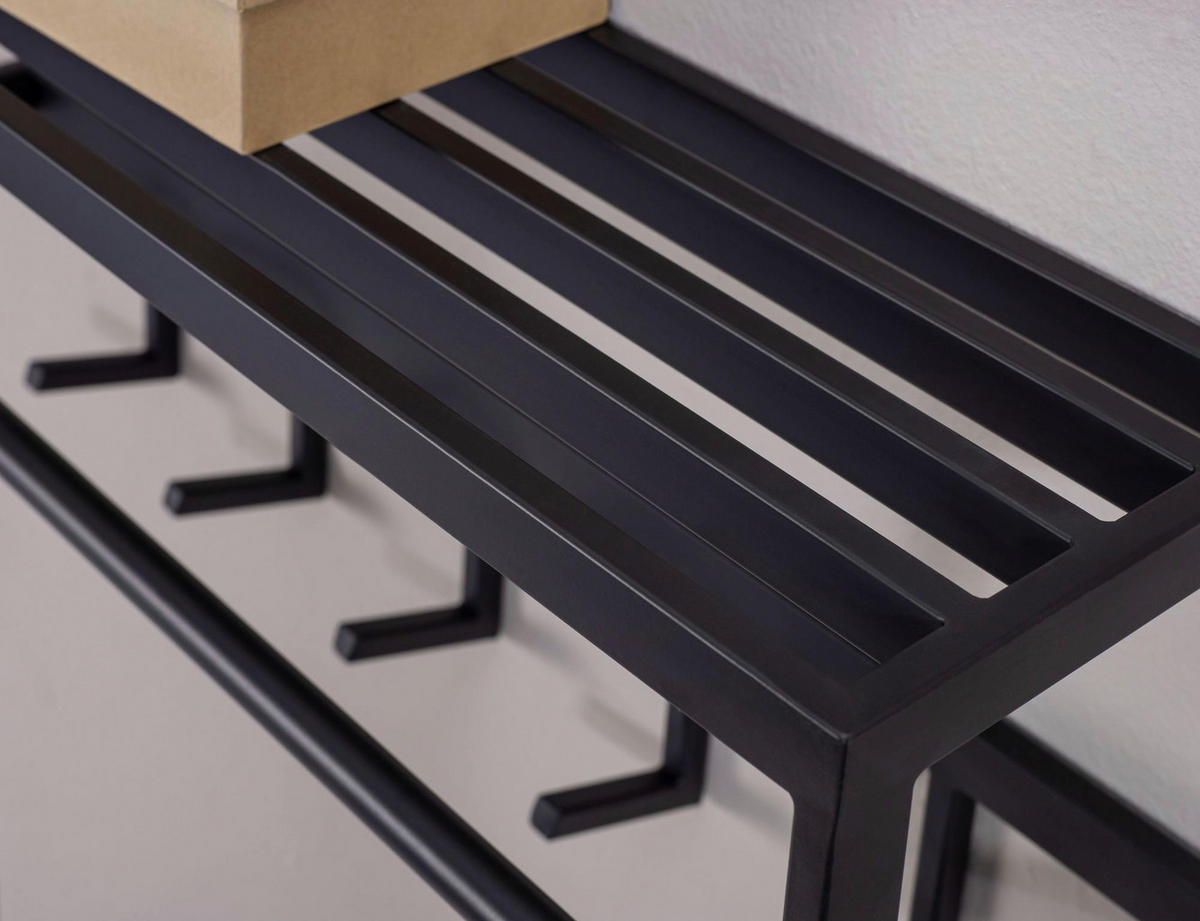 Garderobe B/H/T: ca. 70x20x20 cm Garderobe - schwarz (70,00/20,00/20,00cm) - Wohnling