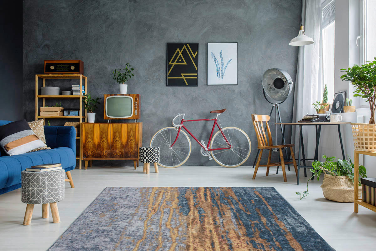 360Living Teppich Blaze beige B/L: ca. 75x150 cm Blaze - beige/blau (75,00/150,00cm) - 360Living