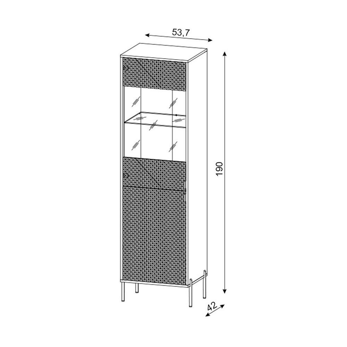 Vitrine VITRINE DIAMOND DI4 LED weiß weiß glänzend Nachbildung B/H/T: ca. 53,7x190x42 cm VITRINE DIAMOND DI4 LED - weiß (53,70/190,00/42,00cm) - WIPMEB