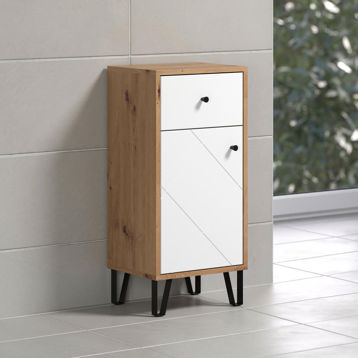 Stauraumelement Touch Eiche Artisan Nachbildung weiß matt B/H/T: ca. 36x79x29 cm Touch - Eiche/weiß (36,00/79,00/29,00cm) - Trendteam