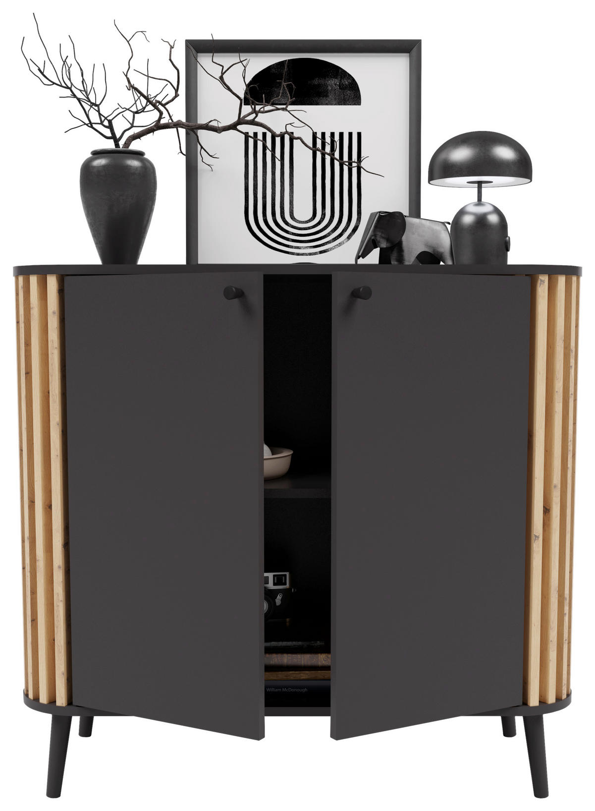 Kommode PURE grau Eiche Artisan Nachbildung B/H/T: ca. 92x87,5x40 cm PURE - Eiche/grau (92,00/87,50/40,00cm) - xonox.home