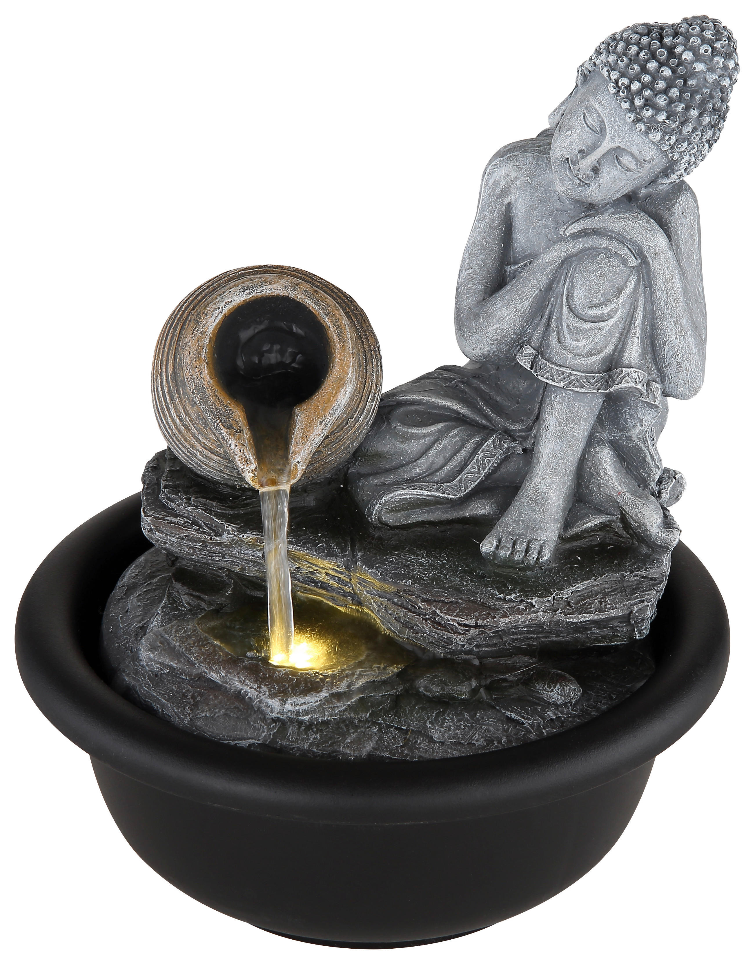 LED-Brunnen 93039 grau Kunststoff H/D: ca. 19x16 cm 1 Brennstellen LED-Brunnen_Fontana - grau (16,00/19,00cm)