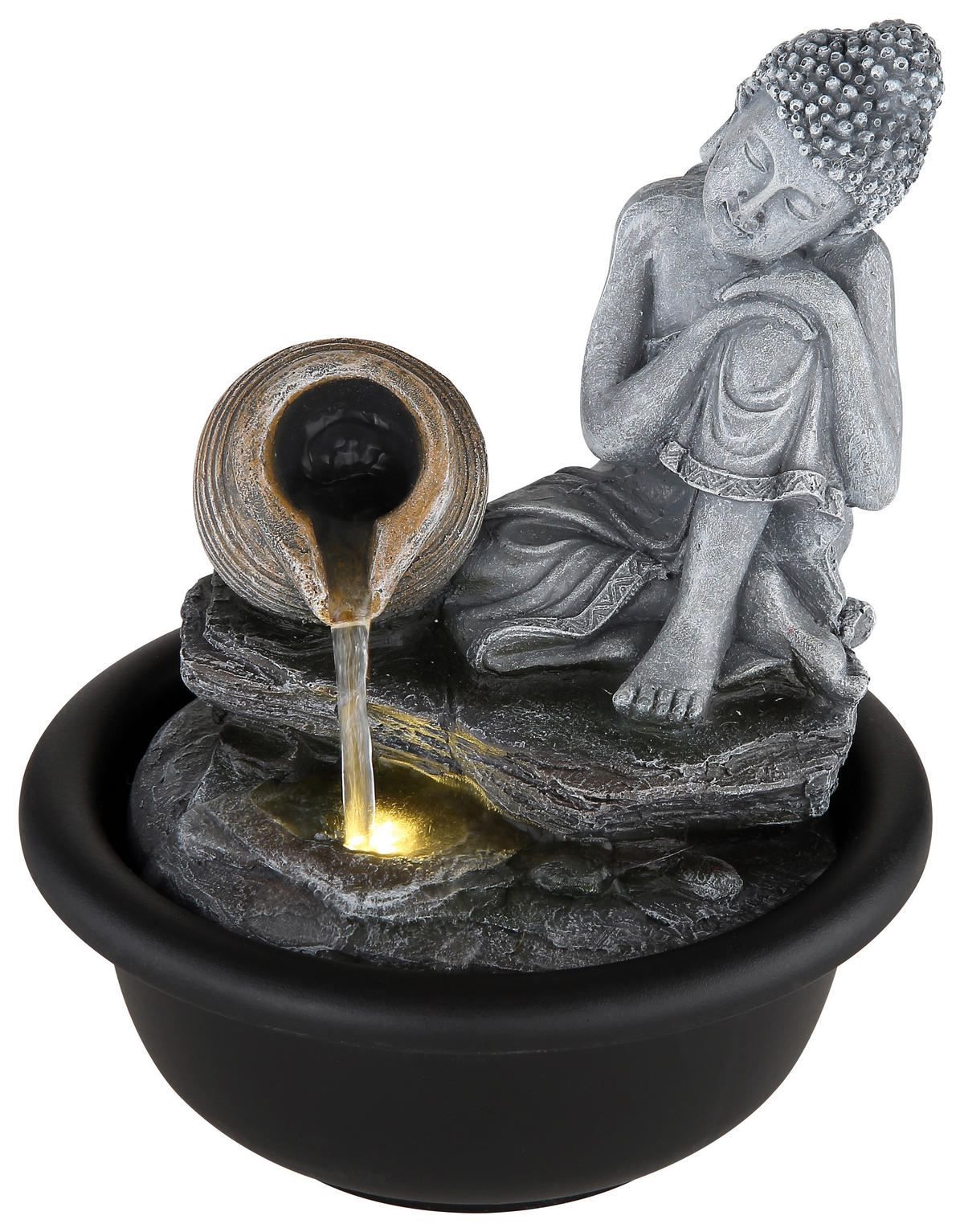 LED-Brunnen 93039 grau Kunststoff H/D: ca. 19x16 cm 1 Brennstellen LED-Brunnen_Fontana - grau (16,00/19,00cm)