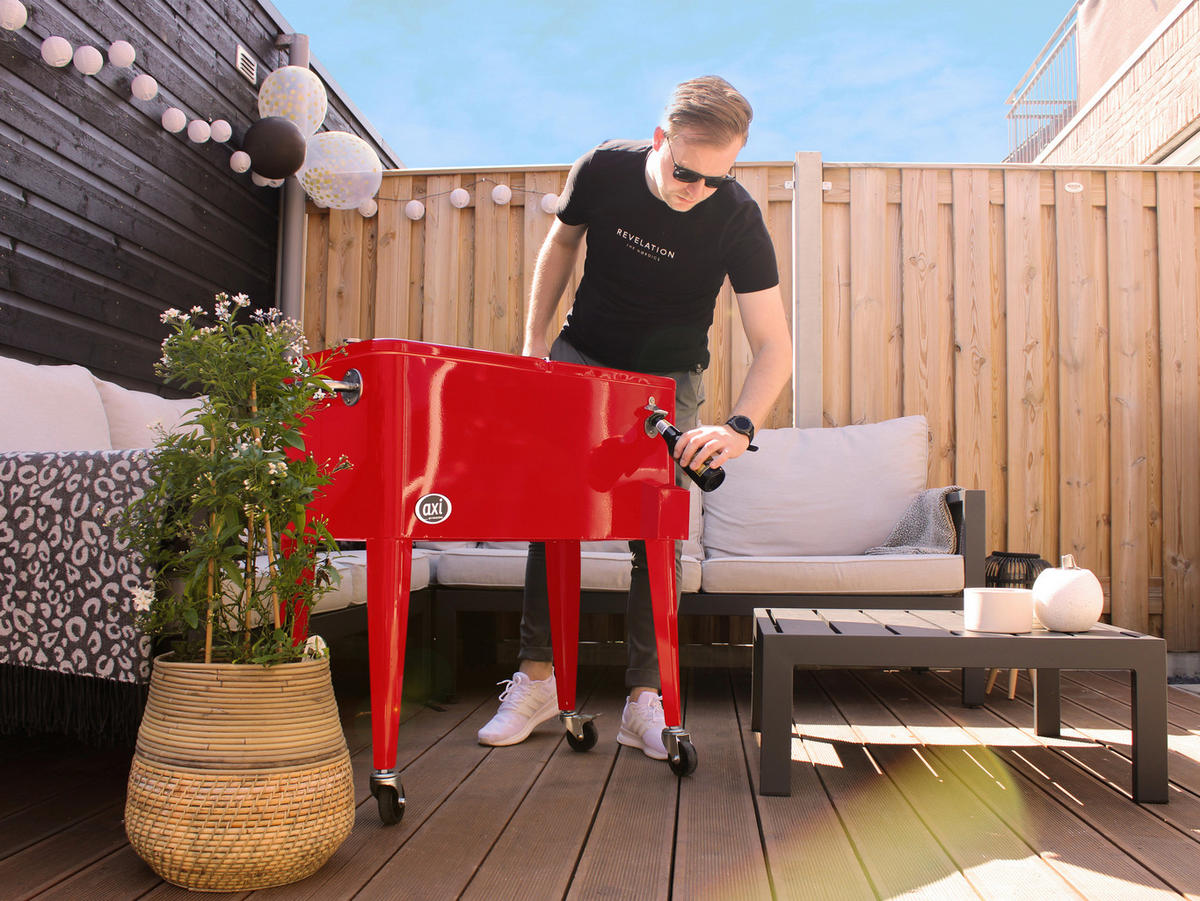 AXI Outdoor Living Getränkekühler Retro rot Metall B/H/L: ca. 43x89x92 cm Retro - rot (92,00/43,00/89,00cm) - AXI Outdoor Living