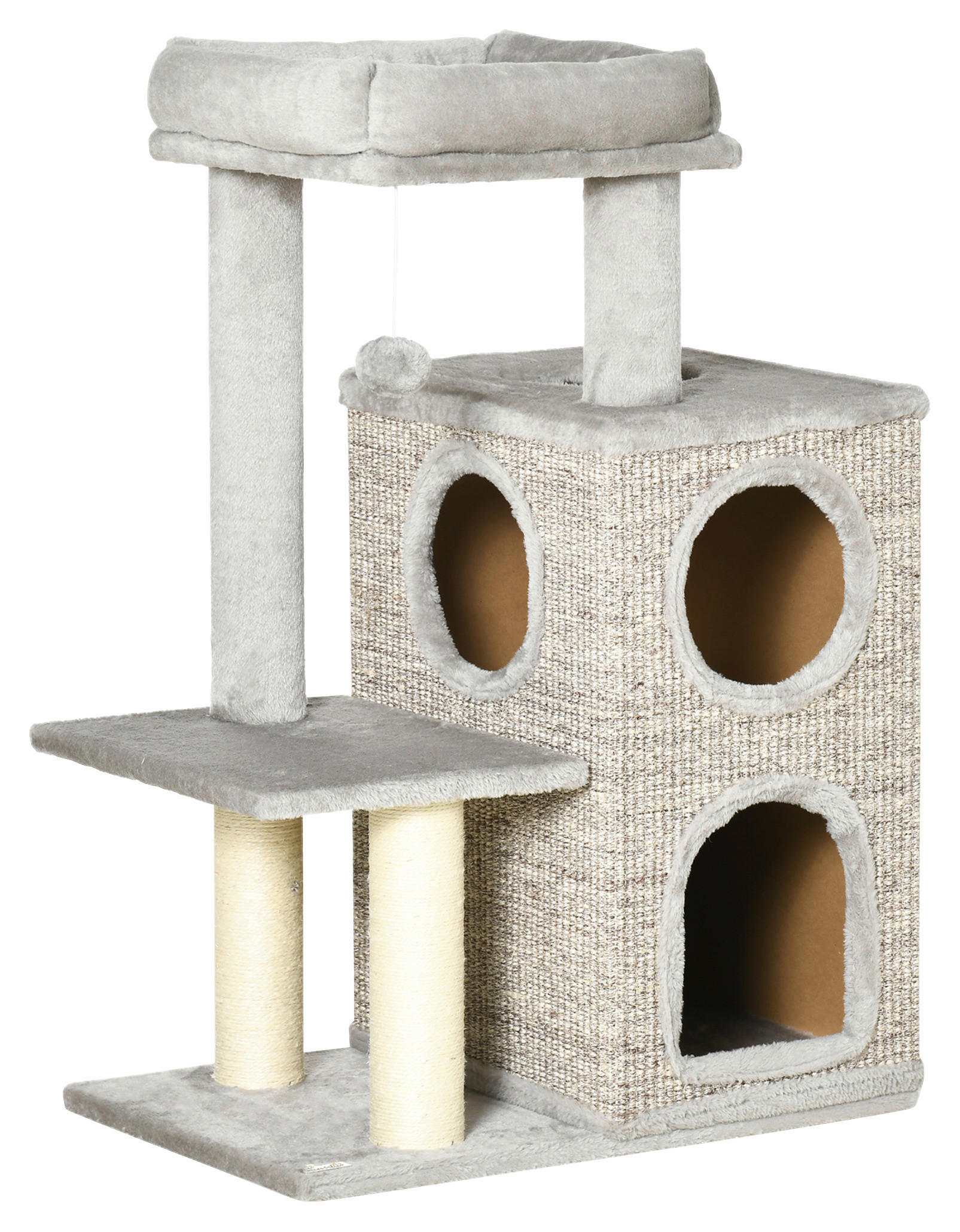 PawHut Kratzbaum hellgrau Spanplatte B/H/L: ca. 40x91x60 cm Kratzbaum - hellgrau (60,00/40,00/91,00cm) - PawHut