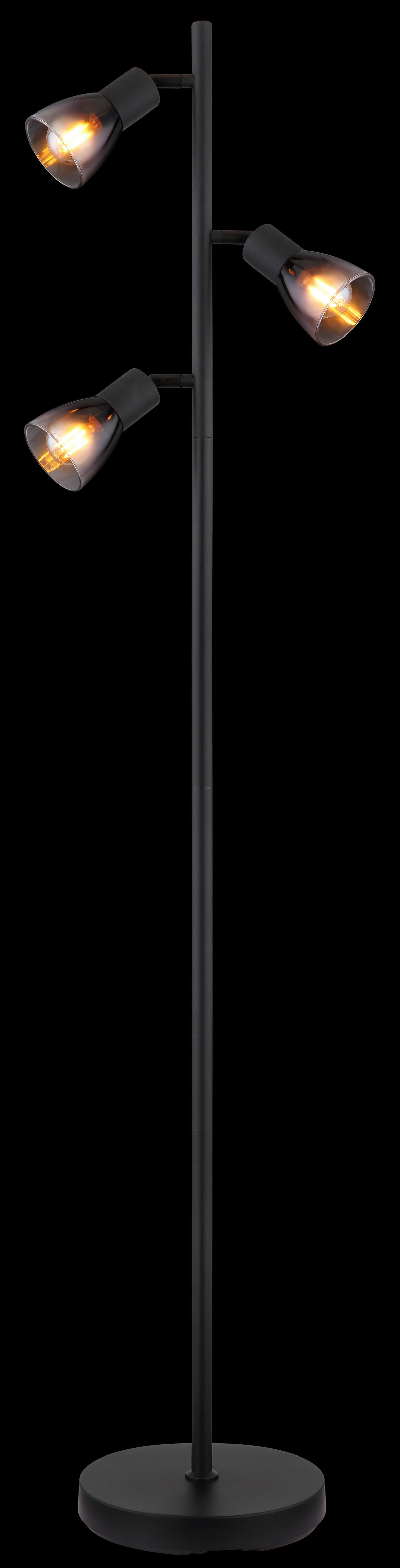 GLOBO Stehleuchte klar Rauch schwarz Metall PVC Glas B/H/L: ca. 22x161x30 cm E14 3 Brennstellen SATELLA - klar/schwarz (30,00/22,00/161,00cm) - GLOBO
