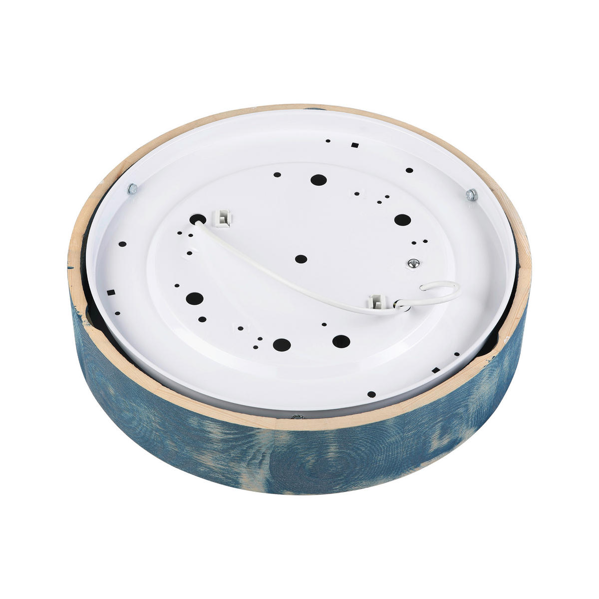 Lamkur Deckenleuchte blau hellbraun Glas Holz B/H/L: ca. 38x38x10 cm 2 Brennstellen Eveline - blau/hellbraun (10,00/38,00/38,00cm) - Lamkur