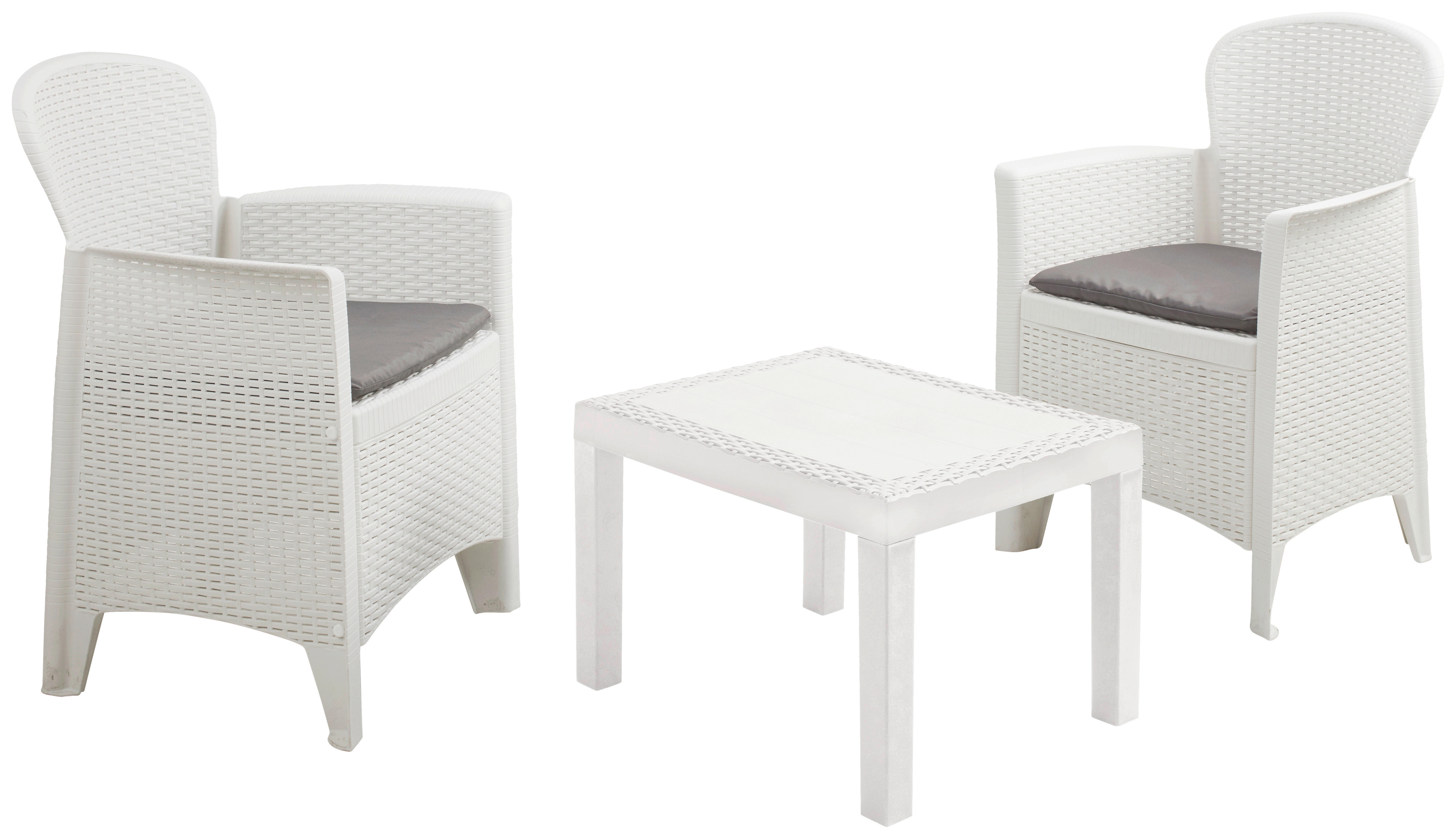 ProGarden Balkonset Akita weiß Kunststoff B/H/L: ca. 47x40x60 cm Akita - weiß (60,00/47,00/40,00cm) - ProGarden