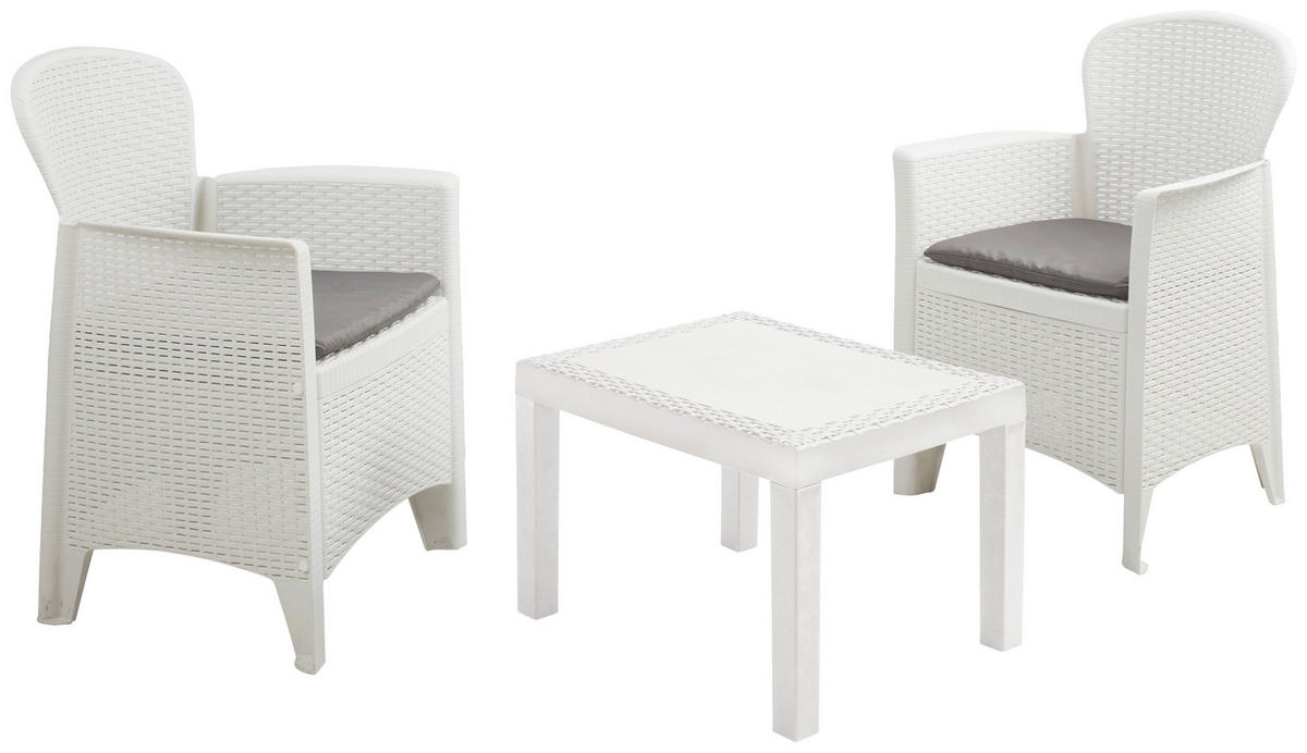 ProGarden Balkonset Akita weiß Kunststoff B/H/L: ca. 47x40x60 cm Akita - weiß (60,00/47,00/40,00cm) - ProGarden