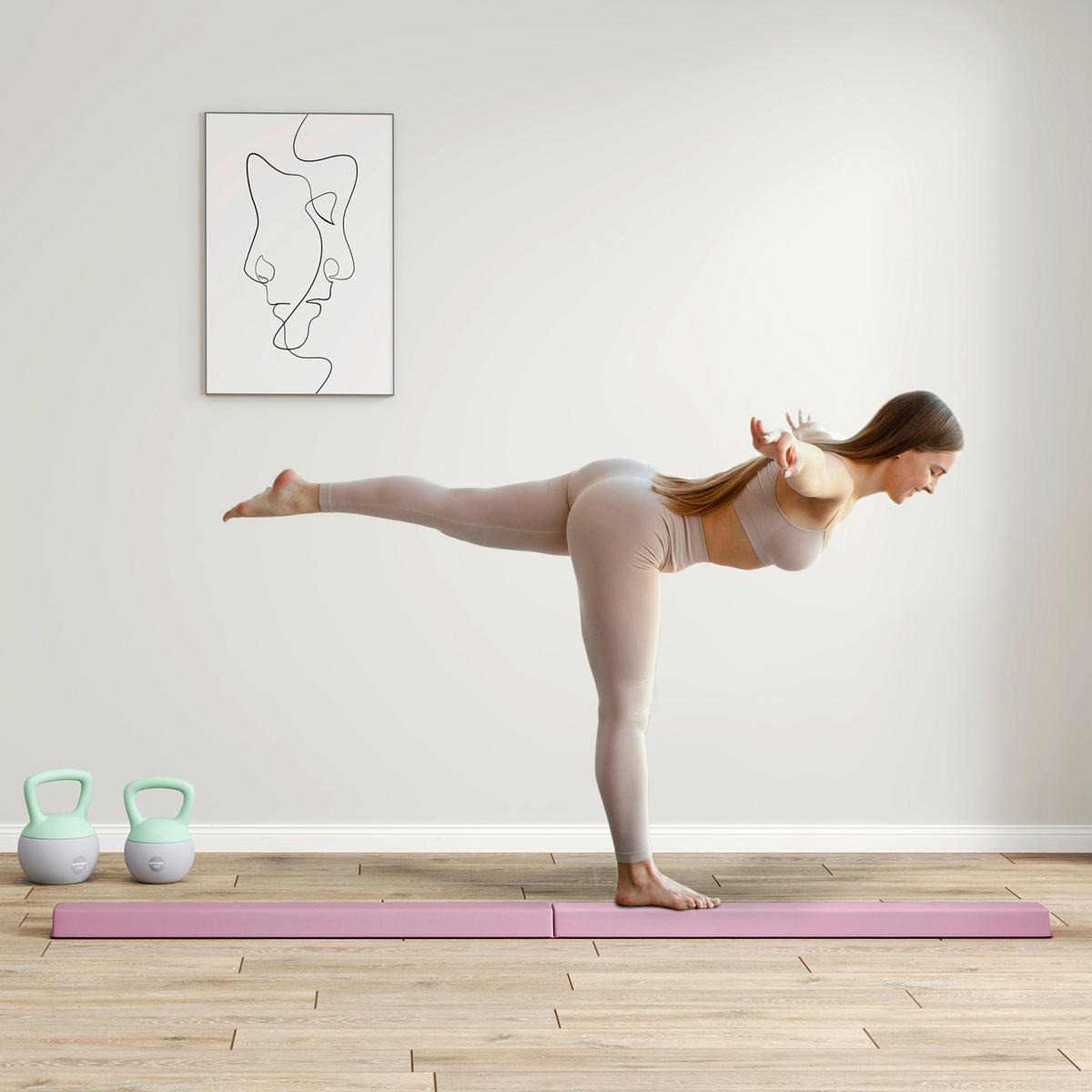 SPORTNOW Schwebebalken rosa Kunststoff B/H/L: ca. 15x6,5x236 cm Schwebebalken - rosa (236,00/15,00/6,50cm) - SPORTNOW